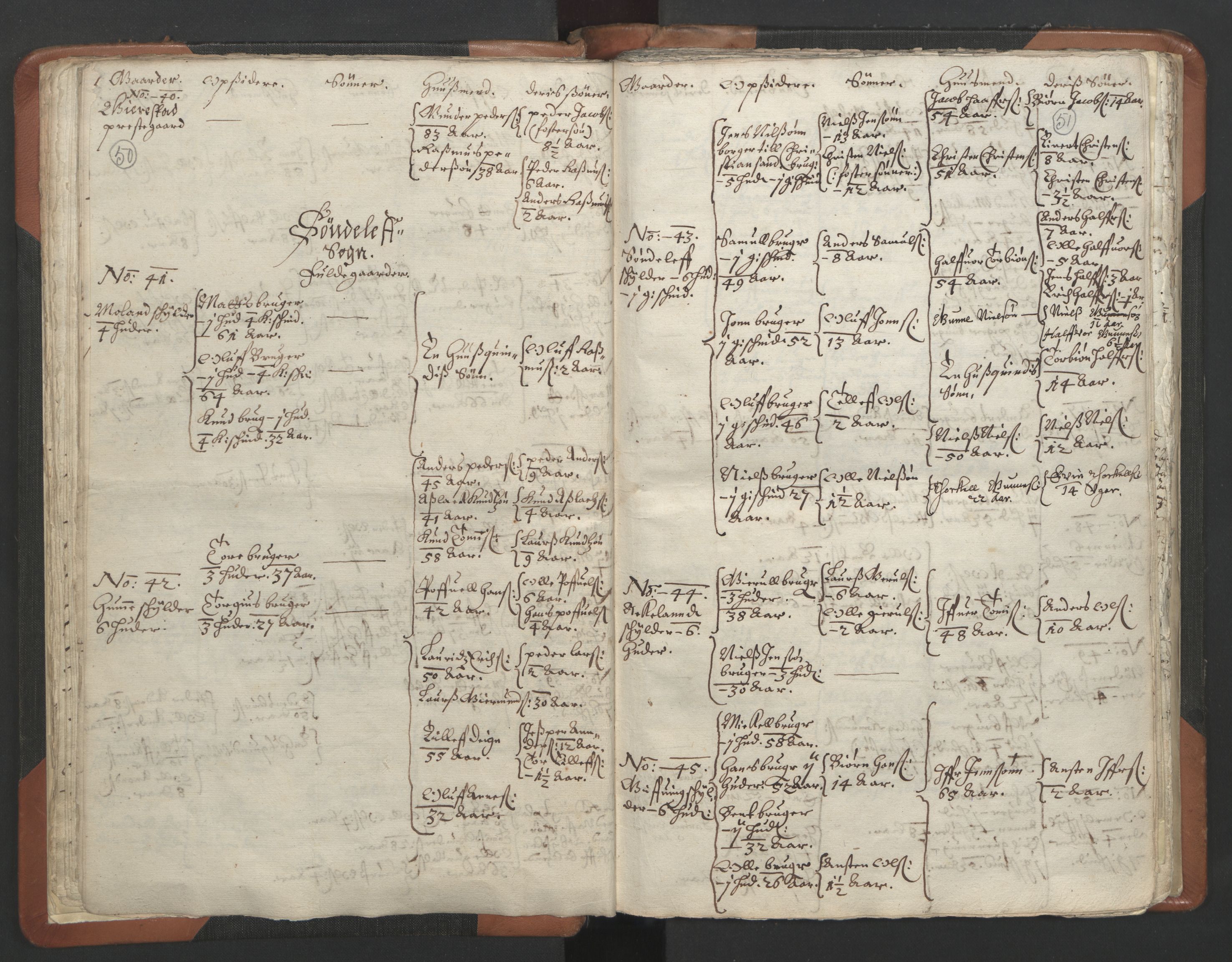 RA, Vicar's Census 1664-1666, no. 13: Nedenes deanery, 1664-1666, p. 50-51
