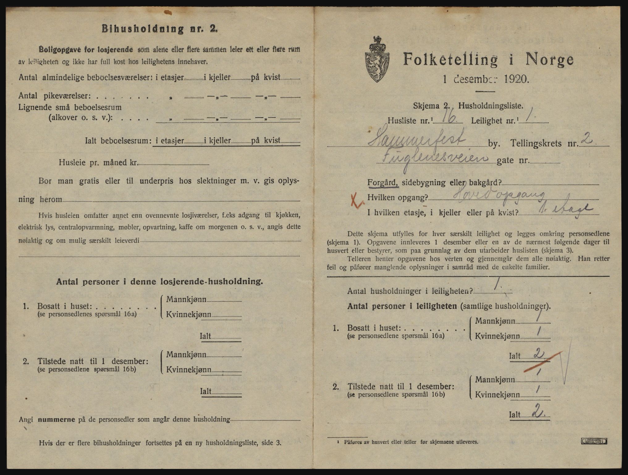 SATØ, 1920 census for Hammerfest, 1920, p. 1934