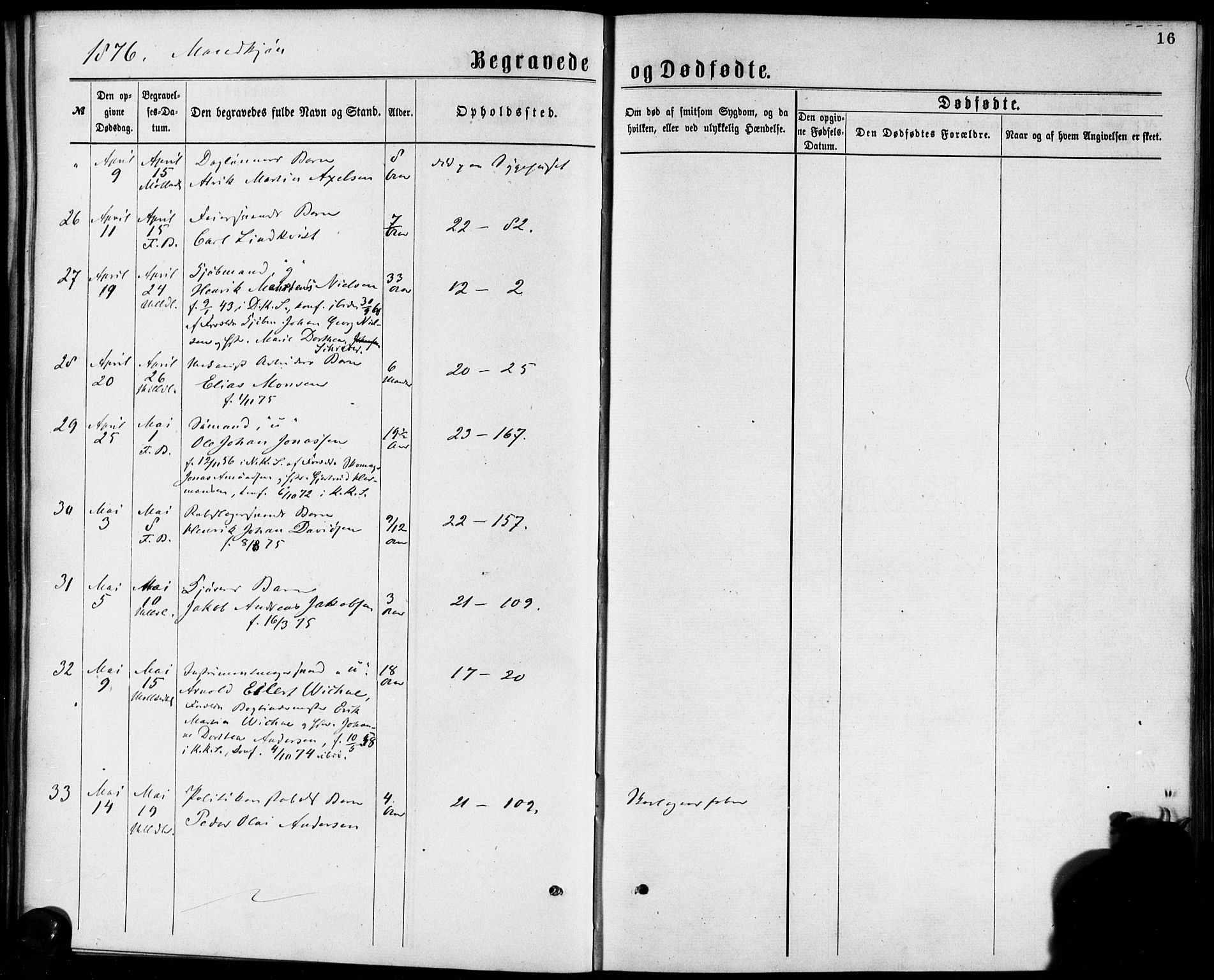 Korskirken sokneprestembete, AV/SAB-A-76101/H/Haa/L0046: Parish register (official) no. E 4, 1875-1883, p. 16