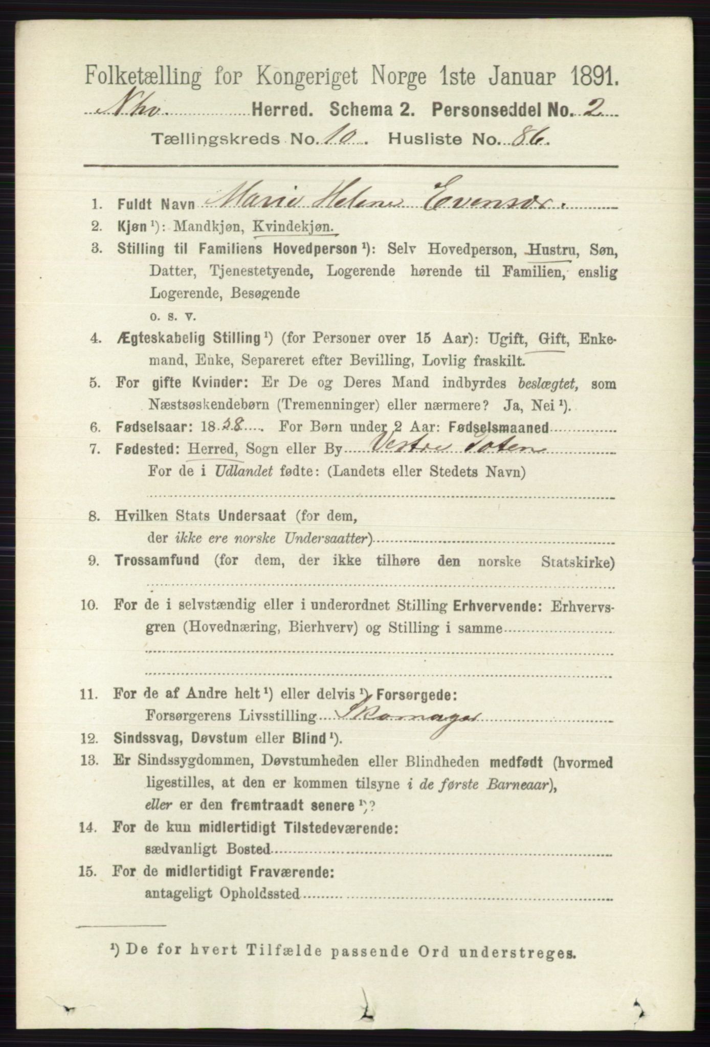 RA, 1891 census for 0613 Norderhov, 1891, p. 7984