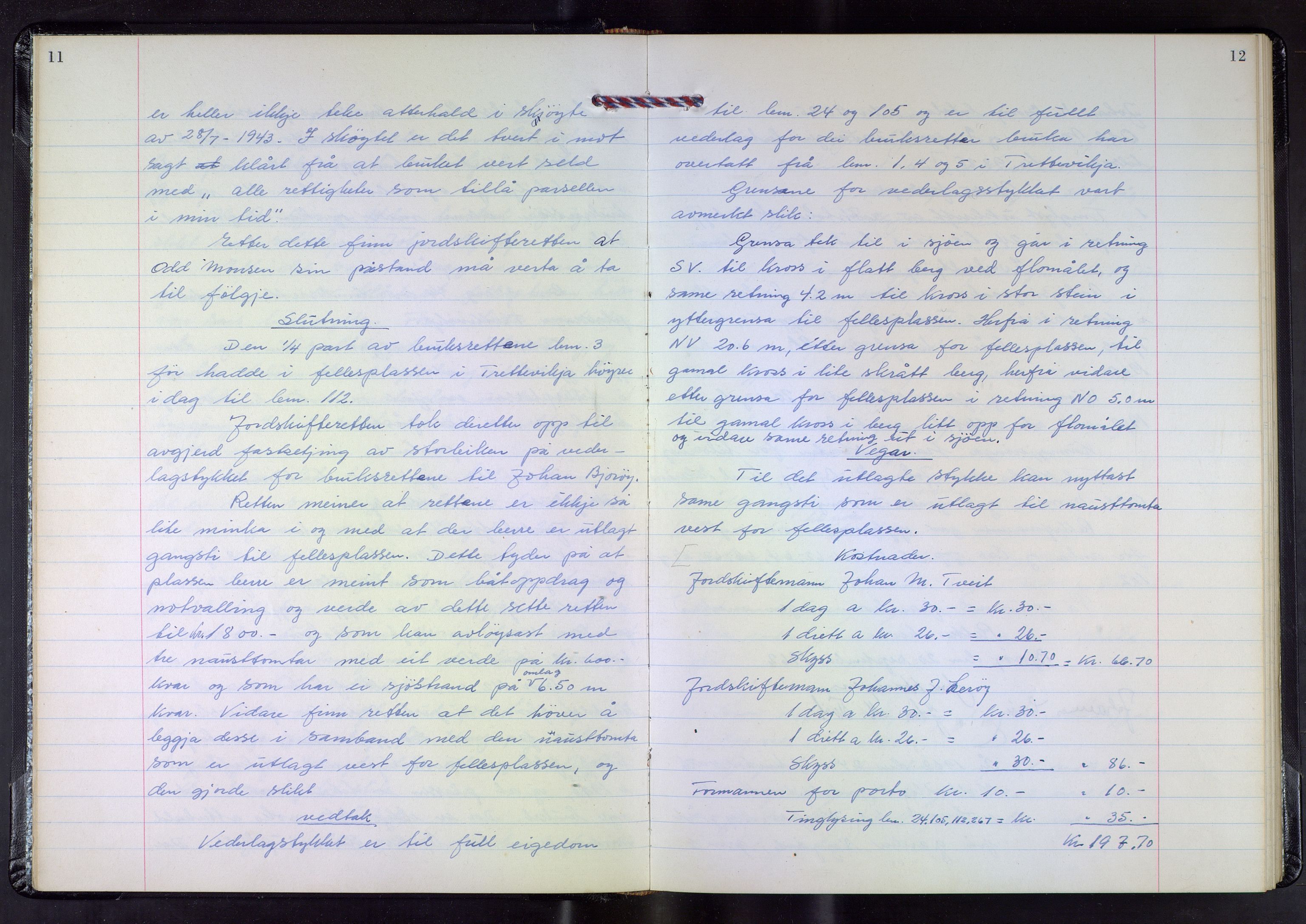 Hordaland jordskiftedøme - III Midhordland jordskiftedistrikt, AV/SAB-A-7001/A/Aa/L0035: Forhandlingsprotokoll, 1962-1969, p. 11-12