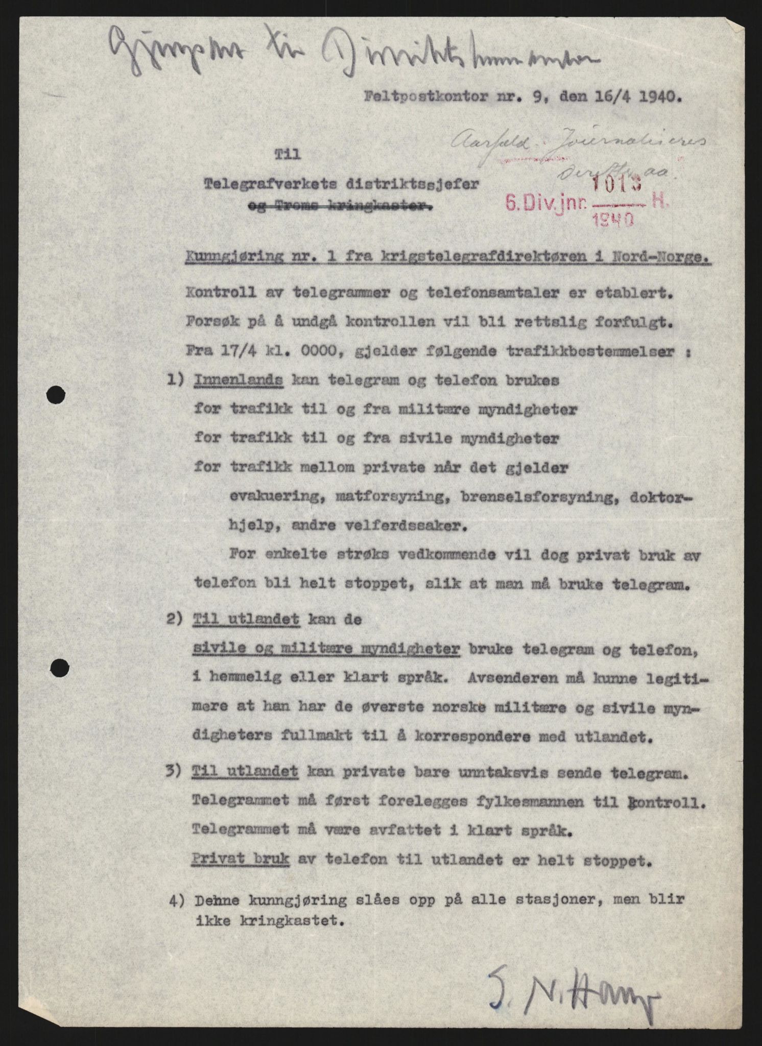 Forsvaret, Forsvarets krigshistoriske avdeling, AV/RA-RAFA-2017/Y/Yb/L0122: II-C-11-600  -  6. Divisjon med avdelinger, 1940, p. 18