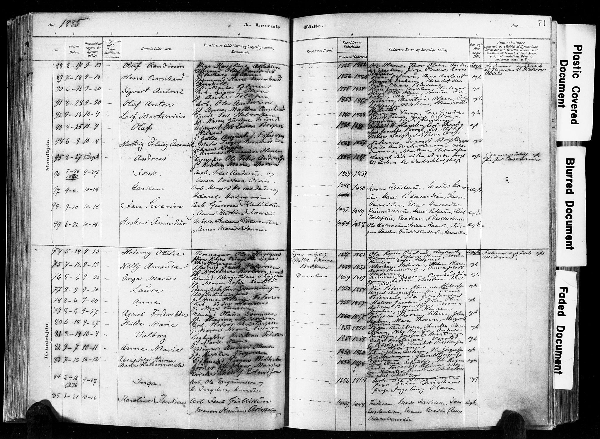 Skien kirkebøker, AV/SAKO-A-302/F/Fa/L0009: Parish register (official) no. 9, 1878-1890, p. 71