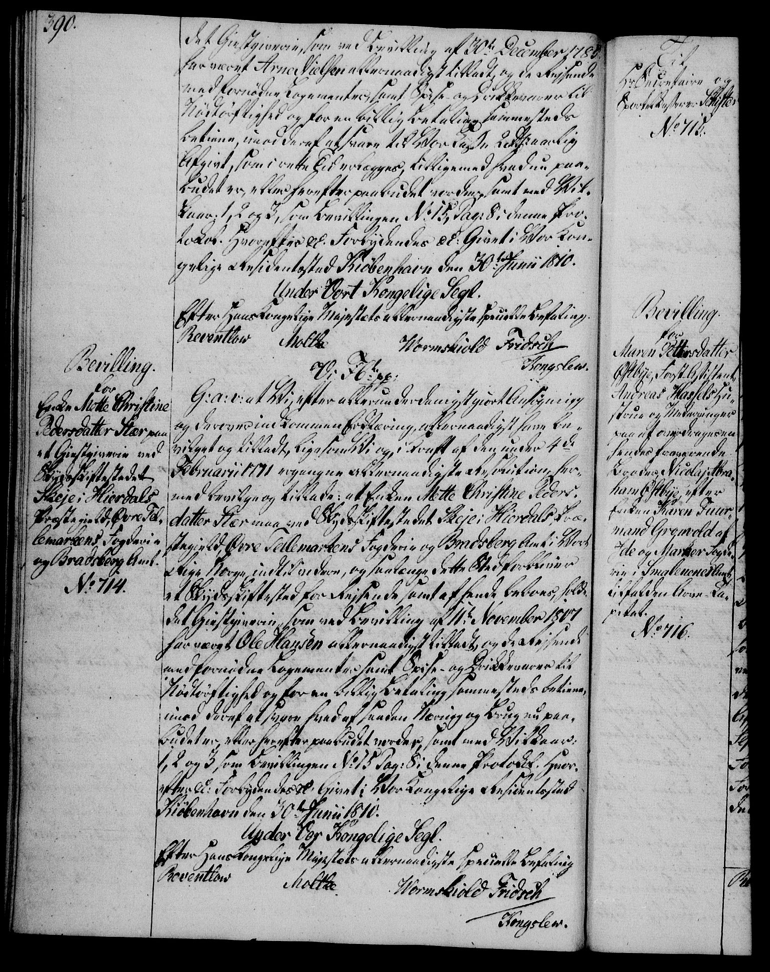 Rentekammeret, Kammerkanselliet, AV/RA-EA-3111/G/Gg/Gga/L0019: Norsk ekspedisjonsprotokoll med register (merket RK 53.19), 1807-1810, p. 390