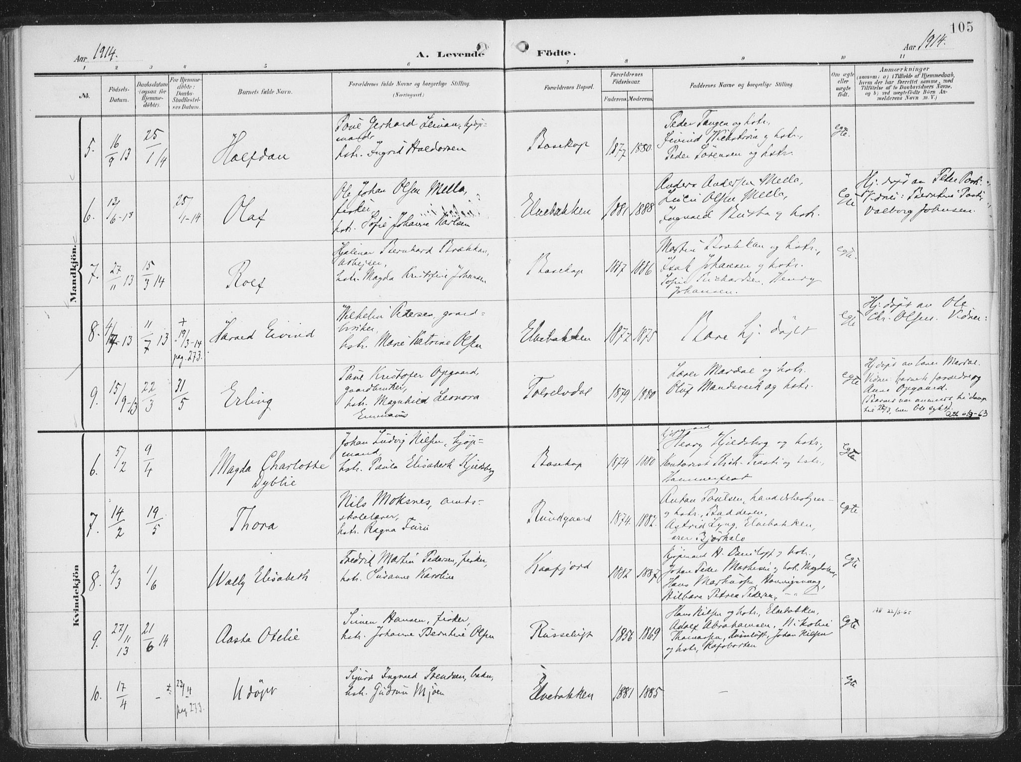 Alta sokneprestkontor, SATØ/S-1338/H/Ha/L0005.kirke: Parish register (official) no. 5, 1904-1918, p. 105