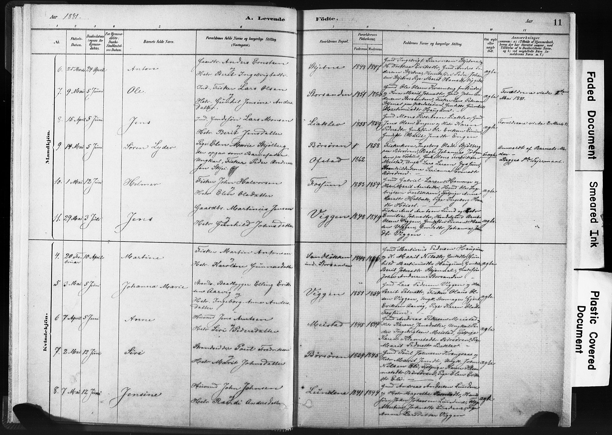 Ministerialprotokoller, klokkerbøker og fødselsregistre - Sør-Trøndelag, AV/SAT-A-1456/665/L0773: Parish register (official) no. 665A08, 1879-1905, p. 11