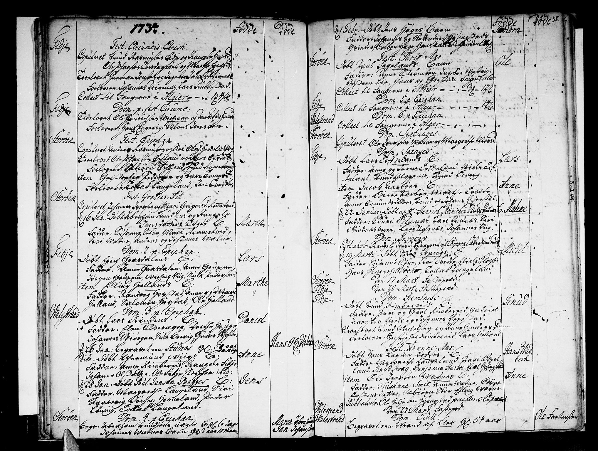 Stord sokneprestembete, AV/SAB-A-78201/H/Haa: Parish register (official) no. A 1, 1725-1744, p. 38