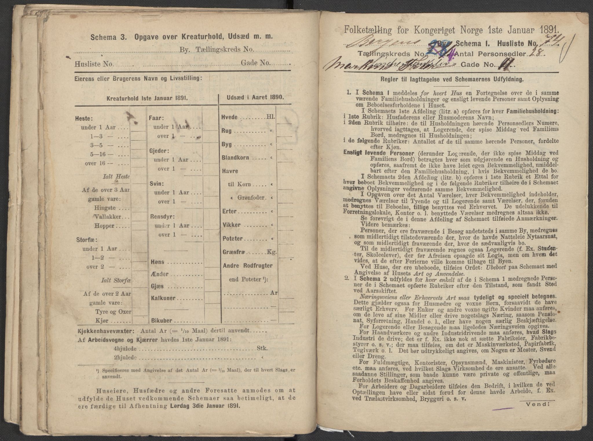 RA, 1891 Census for 1301 Bergen, 1891, p. 853