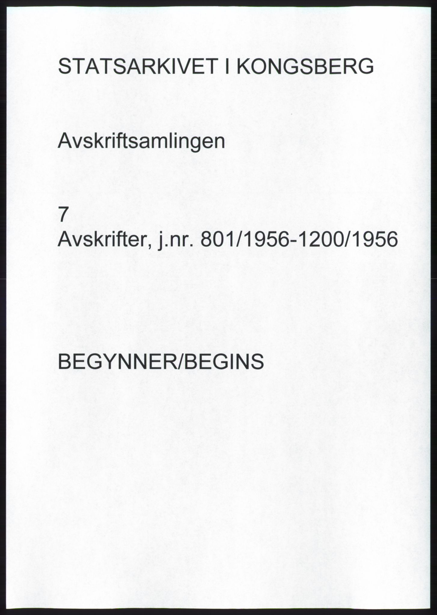 Statsarkivet i Kongsberg, SAKO/A-0001, 1956, p. 1