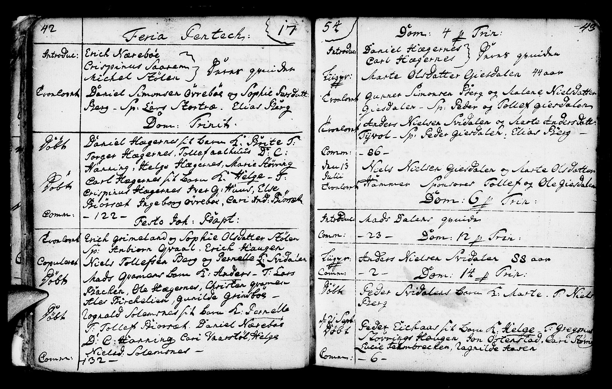 Jølster sokneprestembete, SAB/A-80701/H/Haa/Haaa/L0003: Parish register (official) no. A 3, 1748-1789, p. 42-43