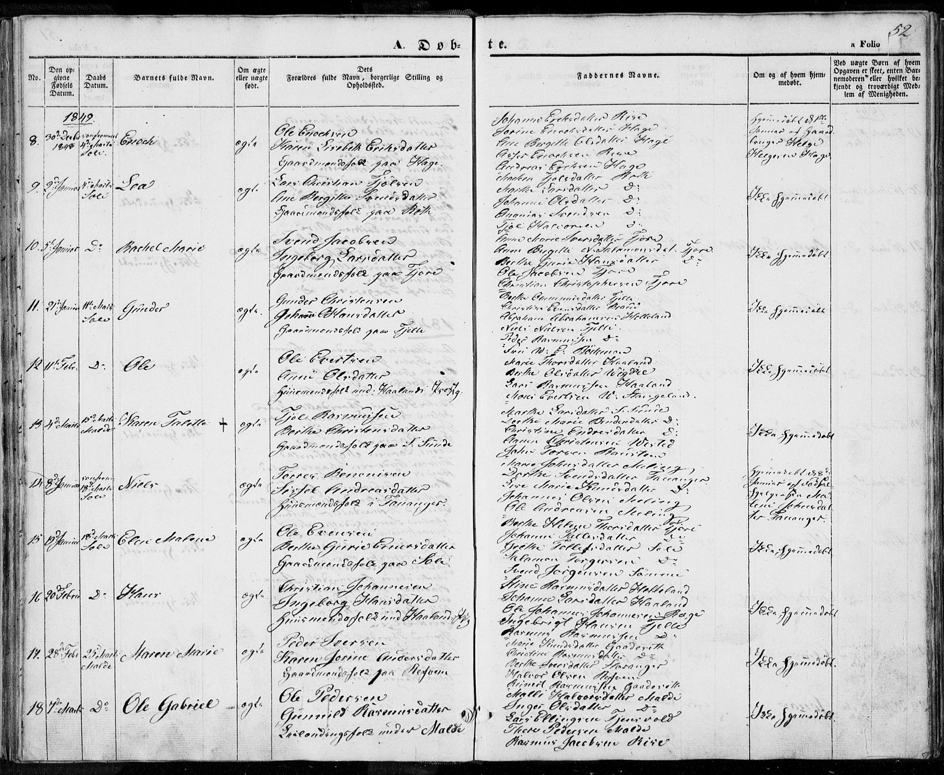 Håland sokneprestkontor, AV/SAST-A-101802/001/30BA/L0006: Parish register (official) no. A 6, 1842-1853, p. 52