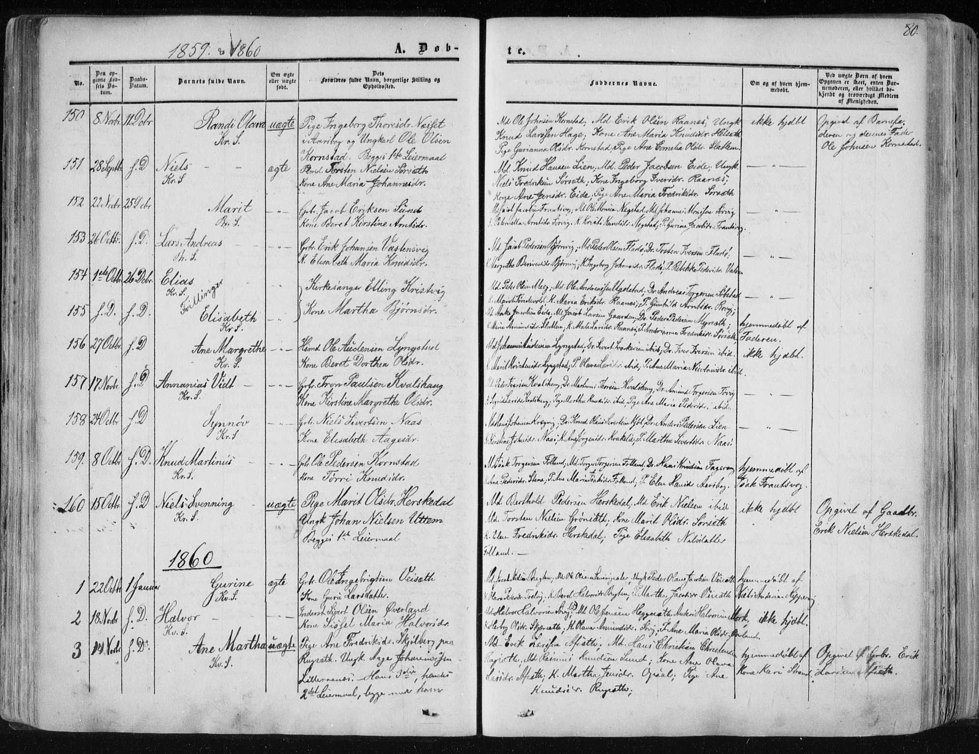 Ministerialprotokoller, klokkerbøker og fødselsregistre - Møre og Romsdal, SAT/A-1454/568/L0804: Parish register (official) no. 568A11, 1854-1868, p. 80