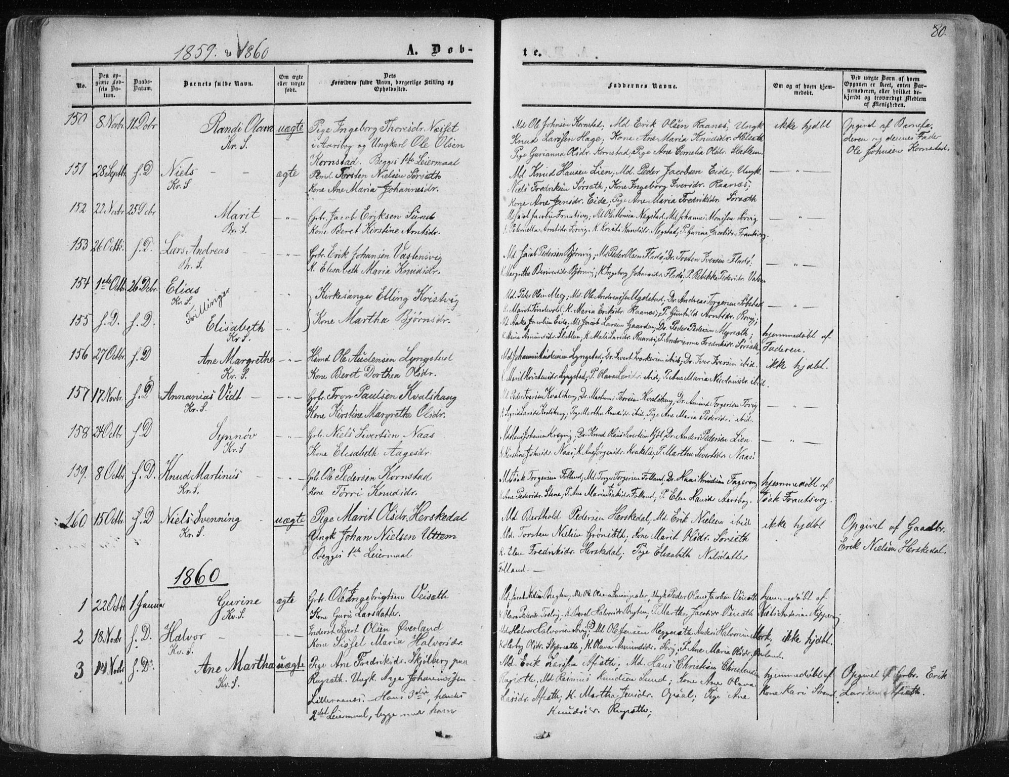 Ministerialprotokoller, klokkerbøker og fødselsregistre - Møre og Romsdal, AV/SAT-A-1454/568/L0804: Parish register (official) no. 568A11, 1854-1868, p. 80