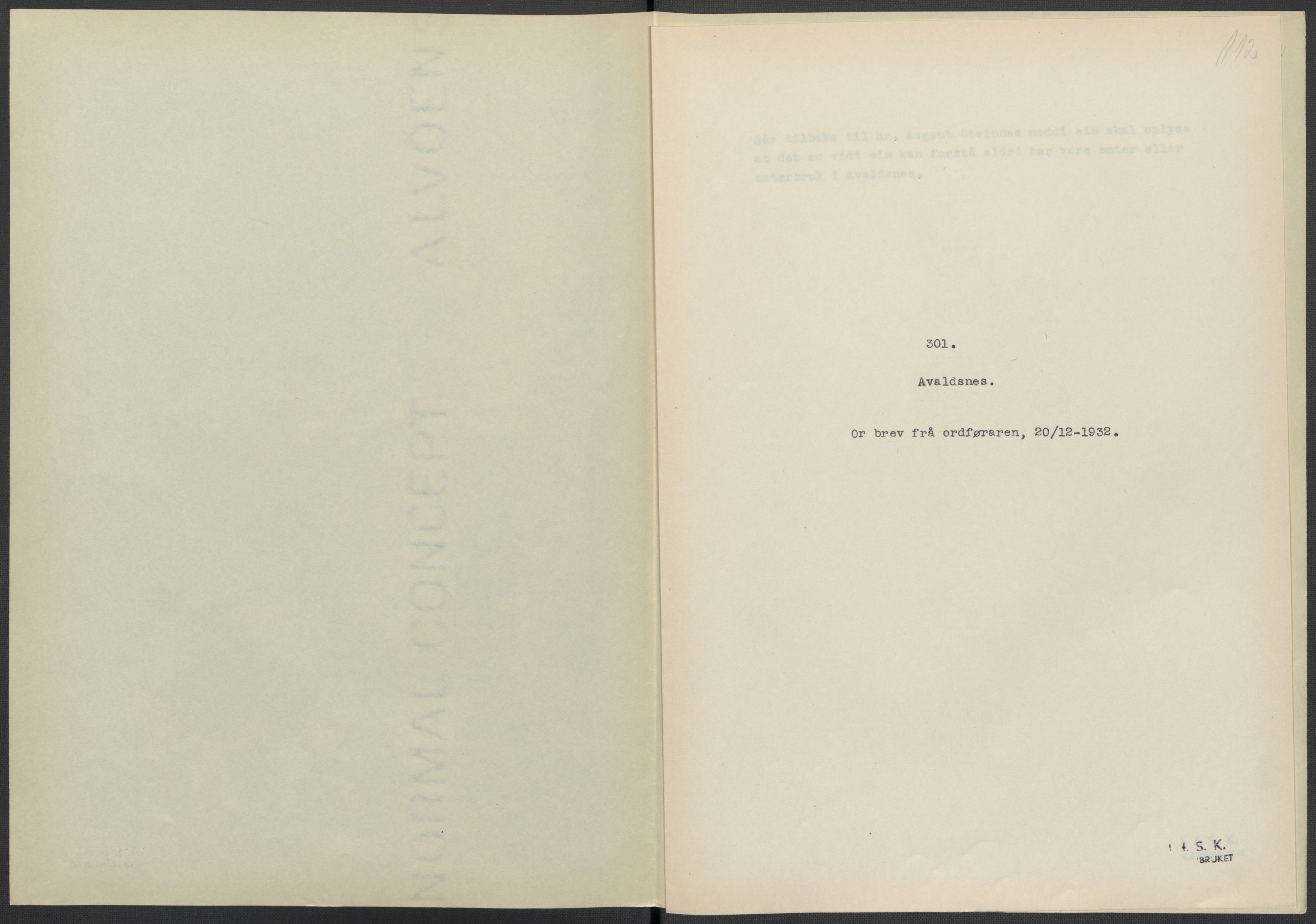 Instituttet for sammenlignende kulturforskning, AV/RA-PA-0424/F/Fc/L0009/0002: Eske B9: / Rogaland (perm XXIII), 1932-1938, p. 112