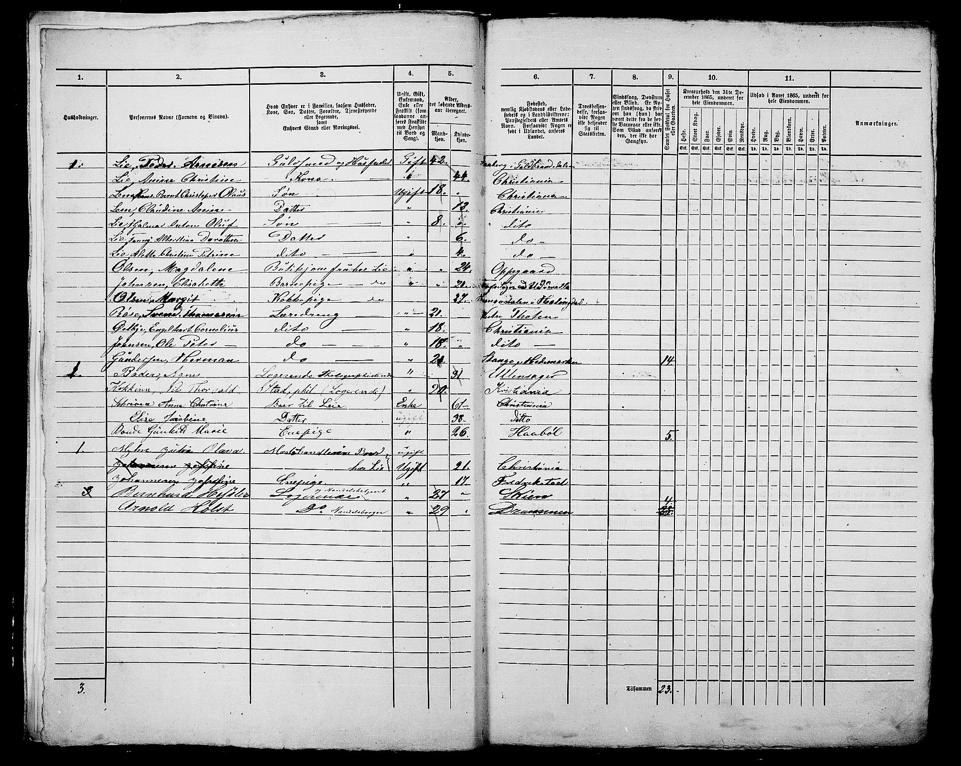 RA, 1865 census for Kristiania, 1865, p. 584