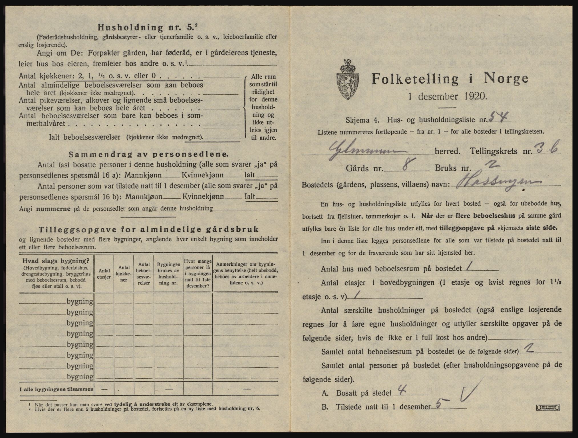 SAO, 1920 census for Glemmen, 1920, p. 1137