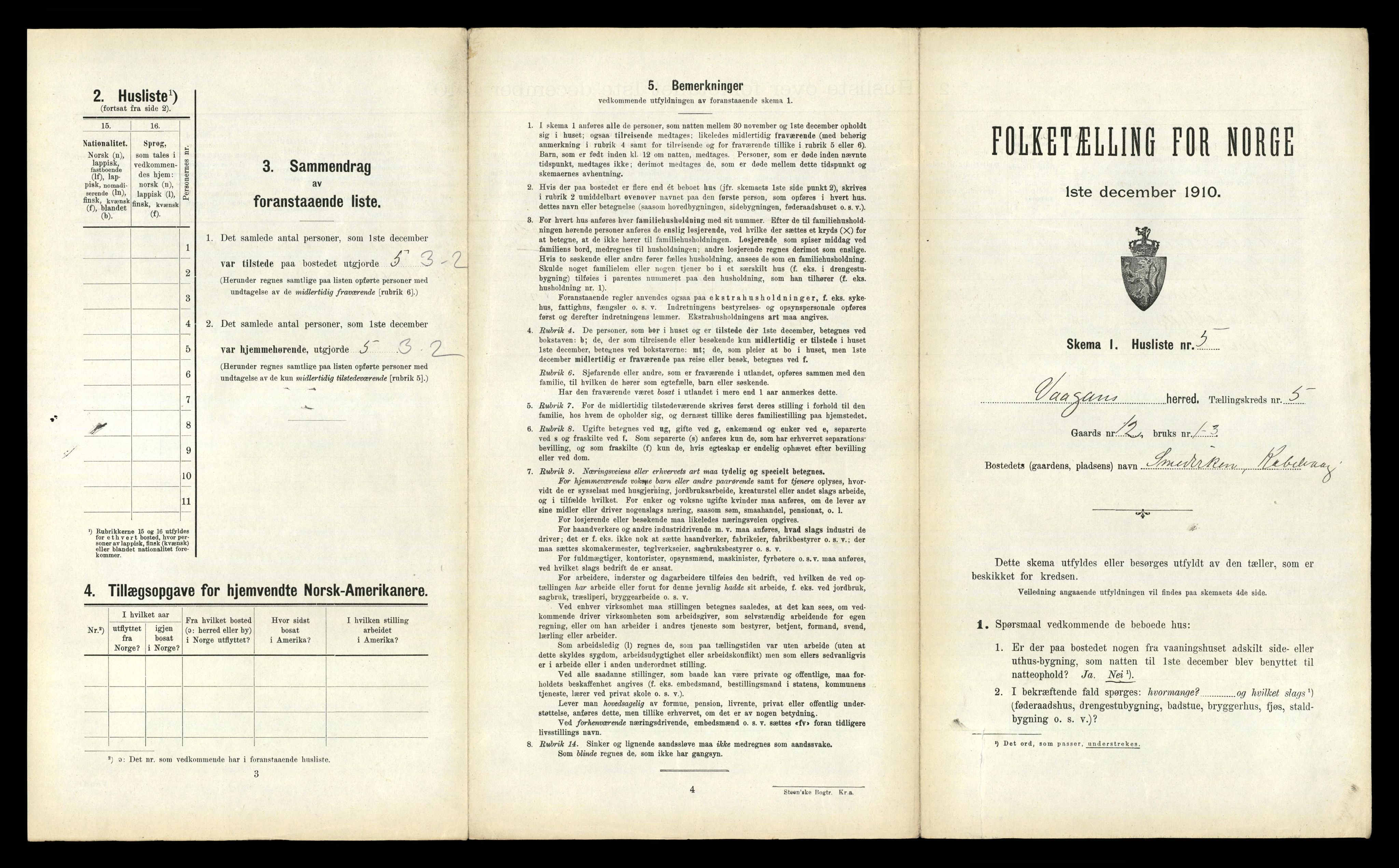 RA, 1910 census for Vågan, 1910, p. 453
