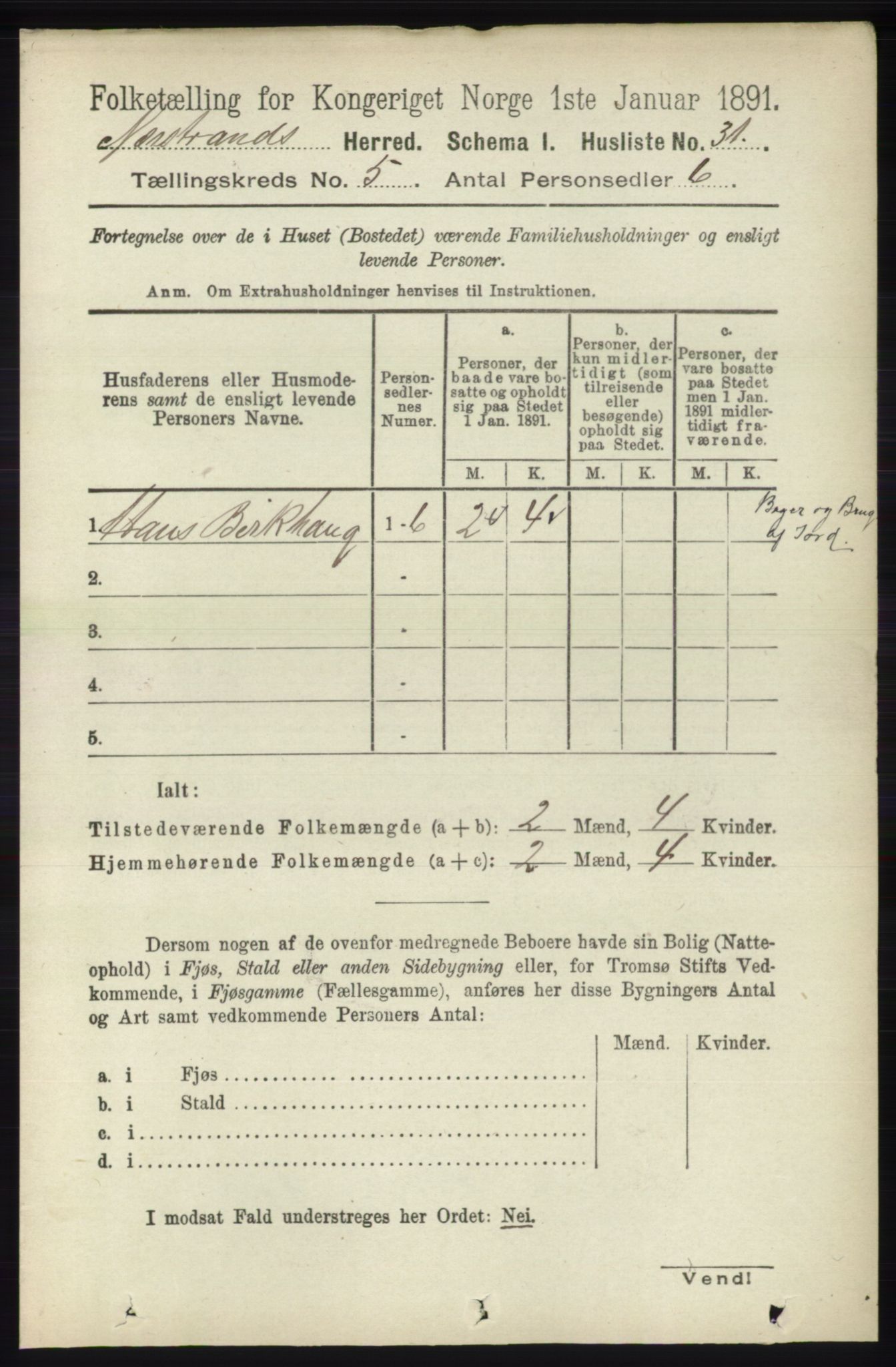 RA, 1891 census for 1139 Nedstrand, 1891, p. 793