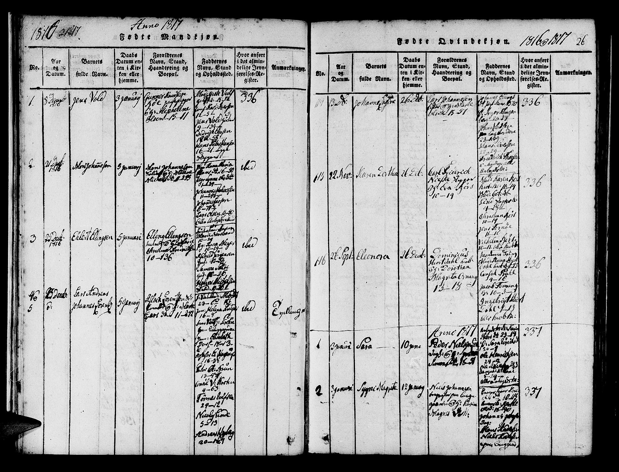 Domkirken sokneprestembete, SAB/A-74801/H/Haa/L0010: Parish register (official) no. A 10, 1816-1821, p. 26