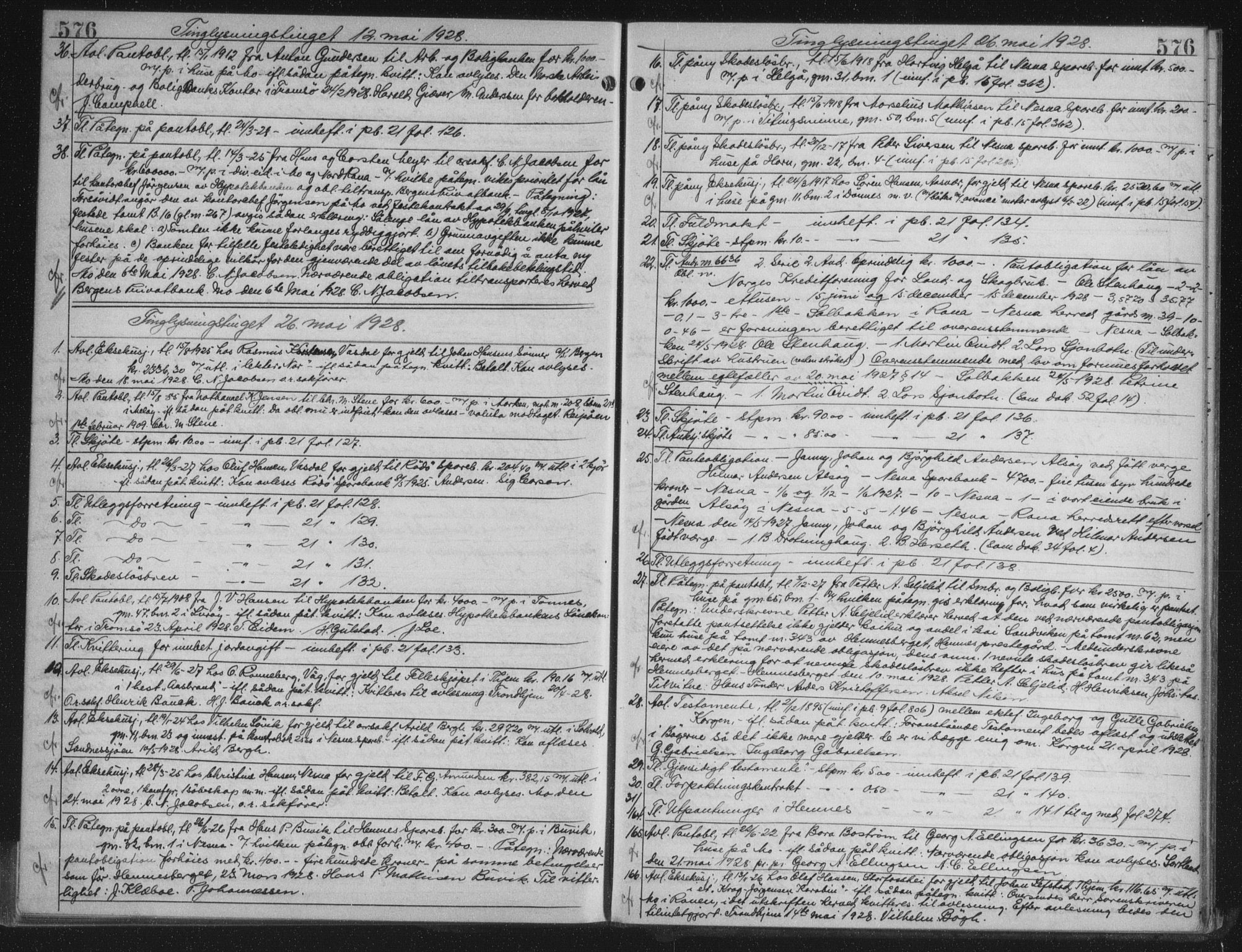 Rana sorenskriveri , AV/SAT-A-1108/1/2/2C/L0018: Mortgage book no. 18, 1923-1928, p. 576, Deed date: 26.05.1928