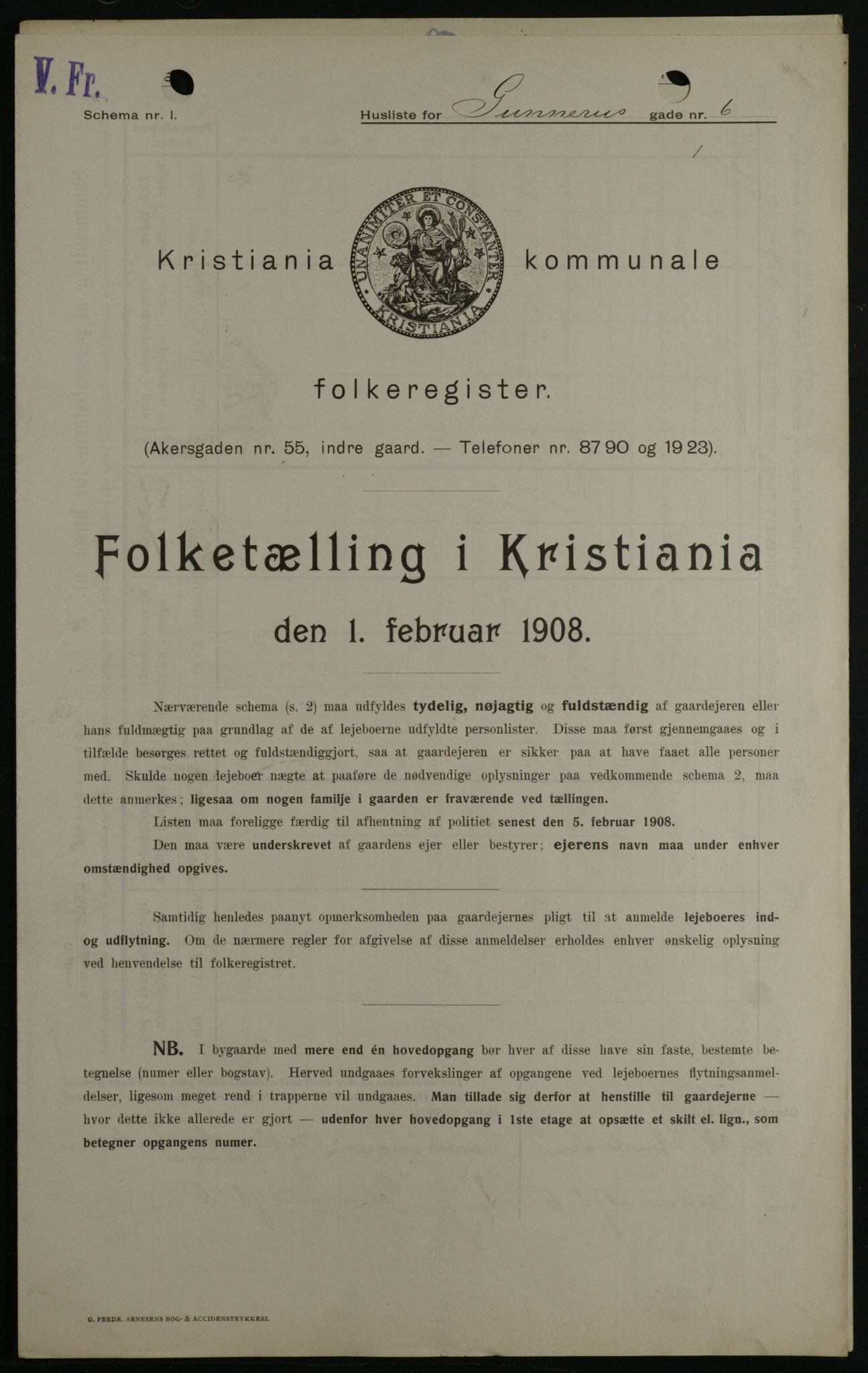 OBA, Municipal Census 1908 for Kristiania, 1908, p. 5133