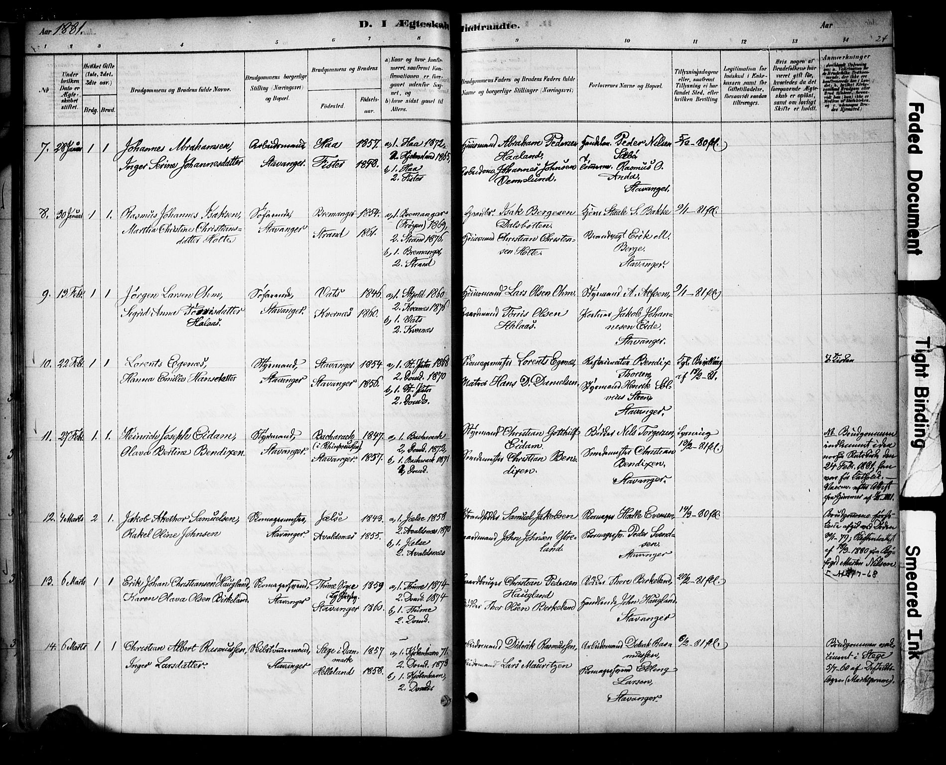 Domkirken sokneprestkontor, AV/SAST-A-101812/001/30/30BA/L0029: Parish register (official) no. A 28, 1878-1904, p. 24