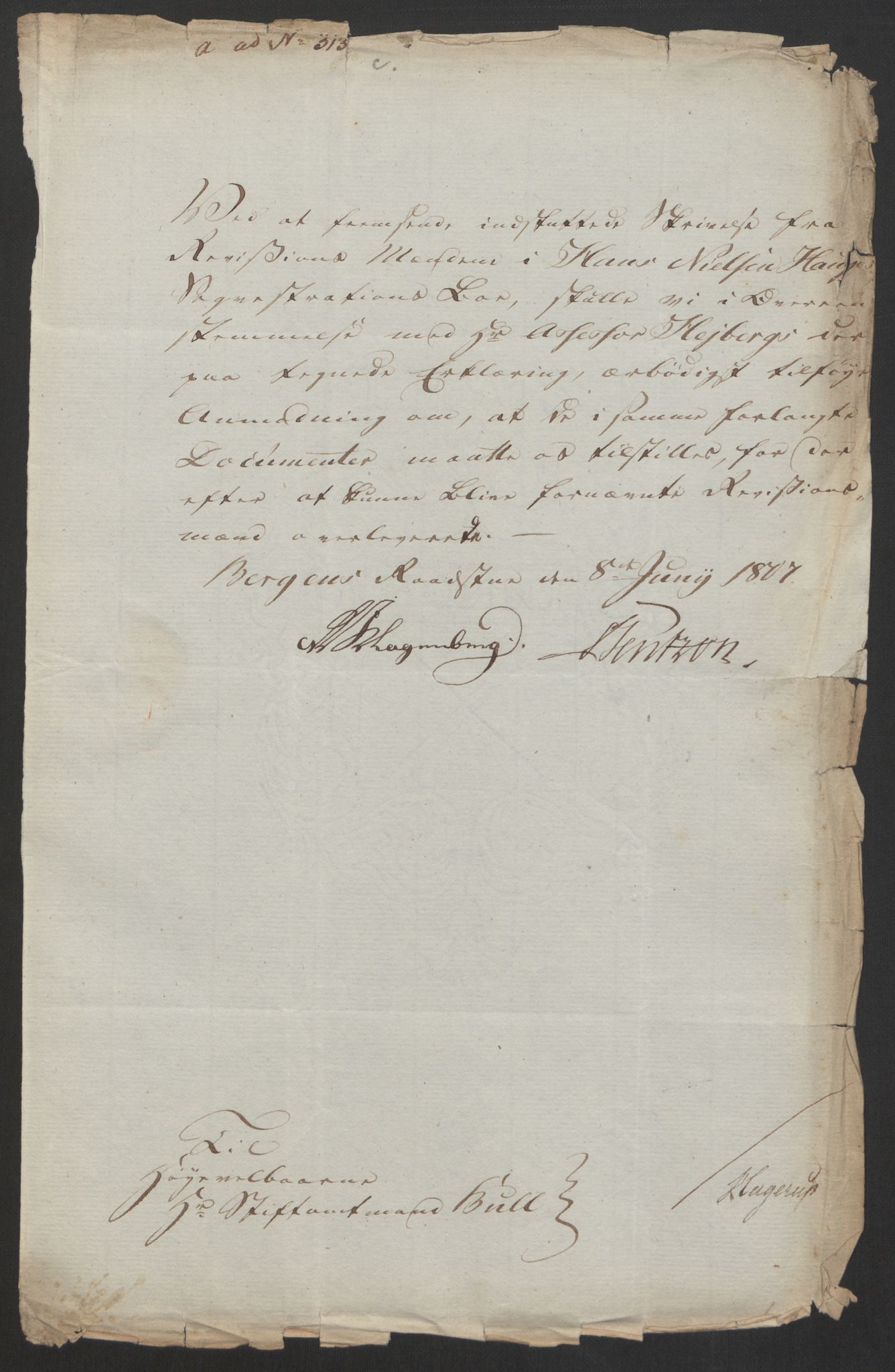 Justisdepartementet, Kommisjon i saken mot Hans Nielsen Hauge 1804, AV/RA-S-1151/D/L0005: Hans Nielsen Hauges sak, 1813, p. 63