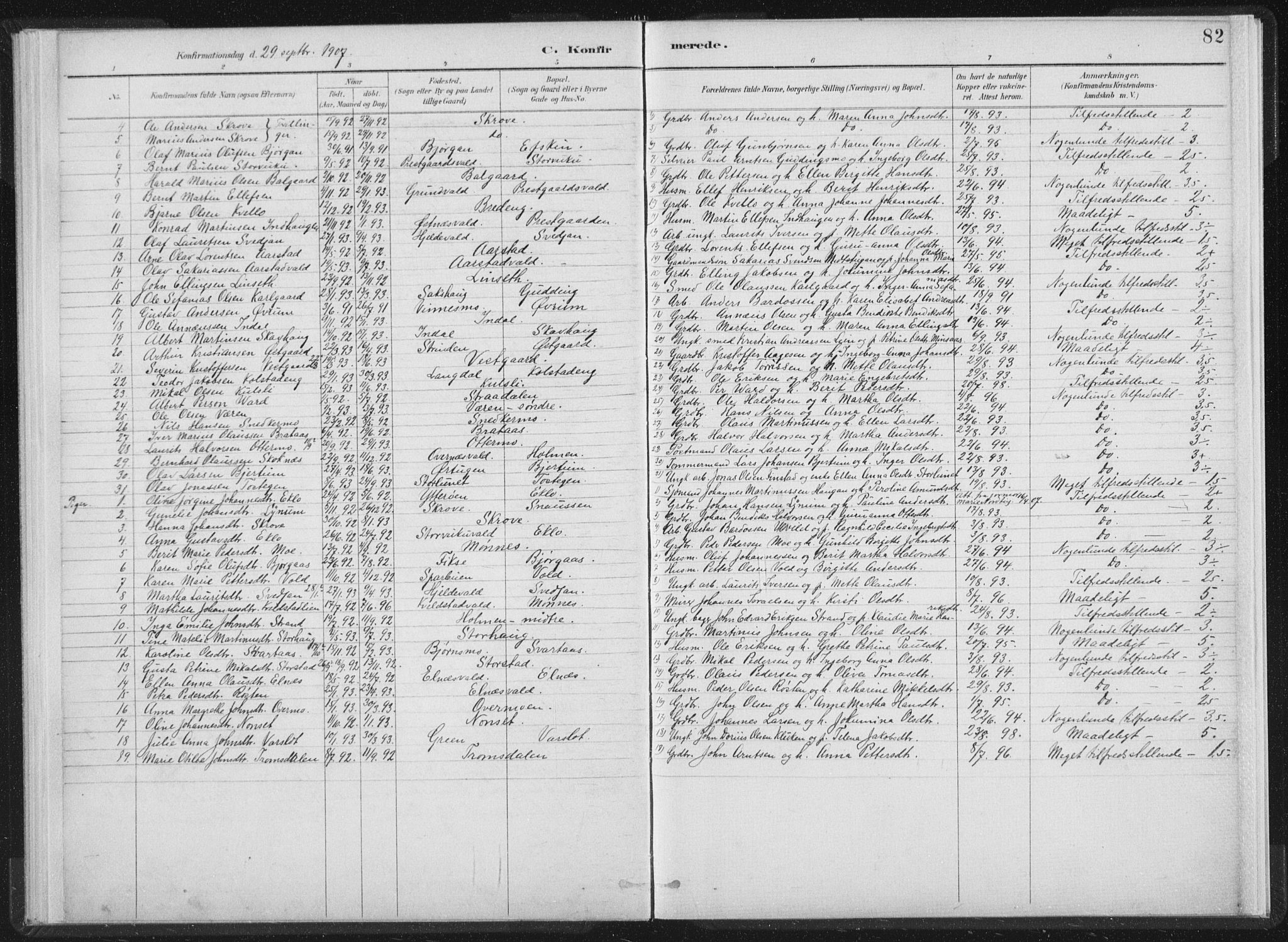 Ministerialprotokoller, klokkerbøker og fødselsregistre - Nord-Trøndelag, AV/SAT-A-1458/724/L0263: Parish register (official) no. 724A01, 1891-1907, p. 82