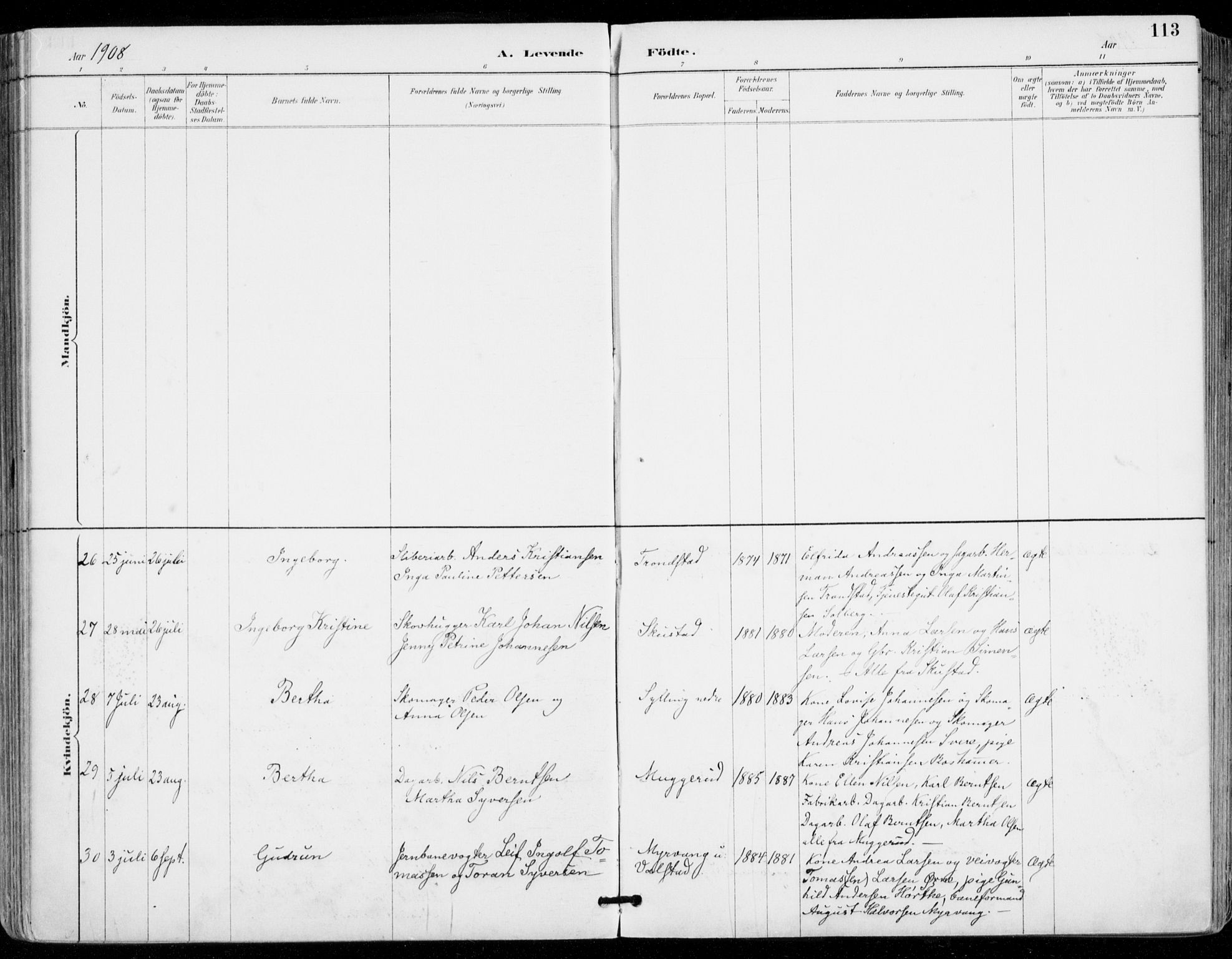 Sylling kirkebøker, AV/SAKO-A-247/F/Fa/L0001: Parish register (official) no. 1, 1883-1910, p. 113