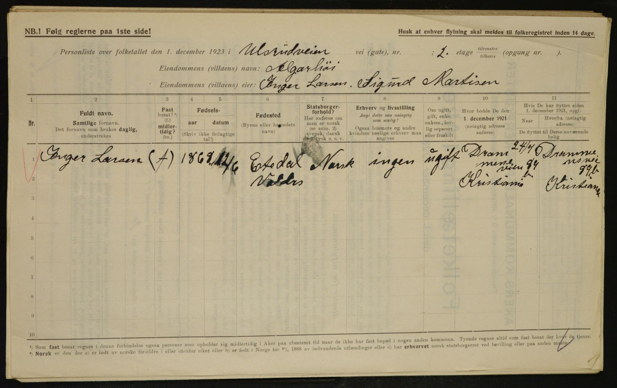 , Municipal Census 1923 for Aker, 1923, p. 34759