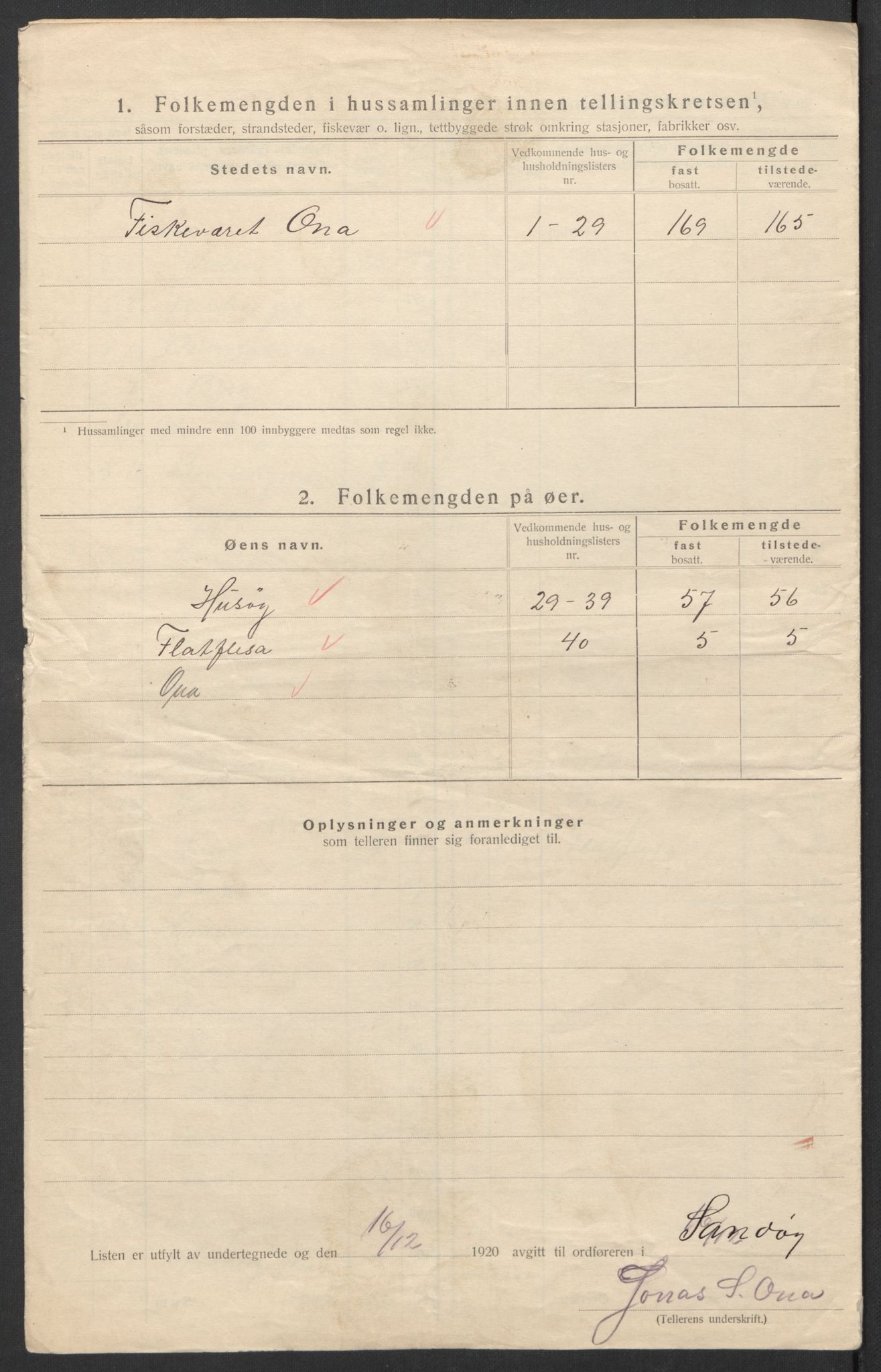 SAT, 1920 census for Sandøy, 1920, p. 29