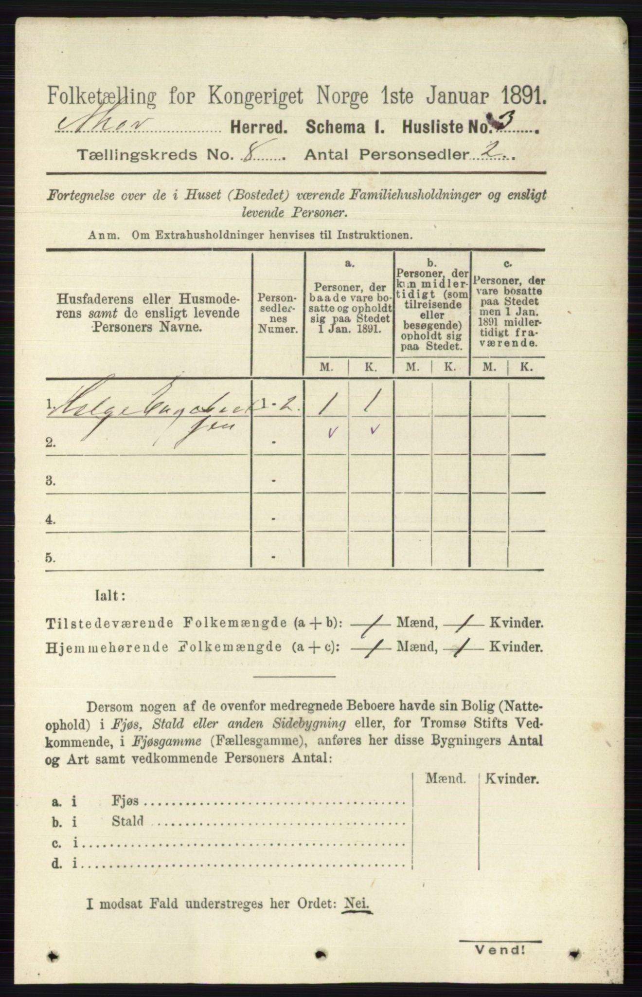 RA, 1891 census for 0613 Norderhov, 1891, p. 5392