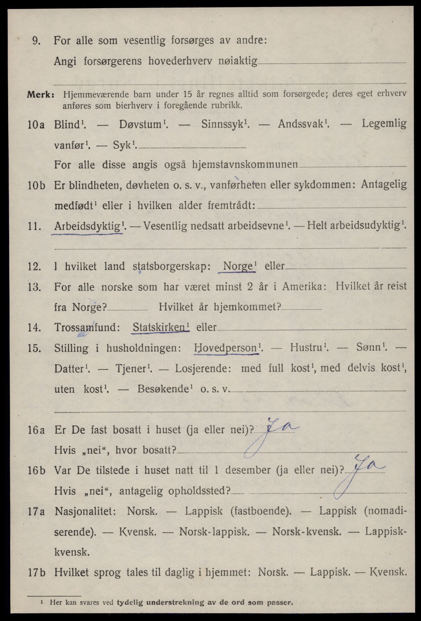 SAT, 1920 census for Jøssund, 1920, p. 3919