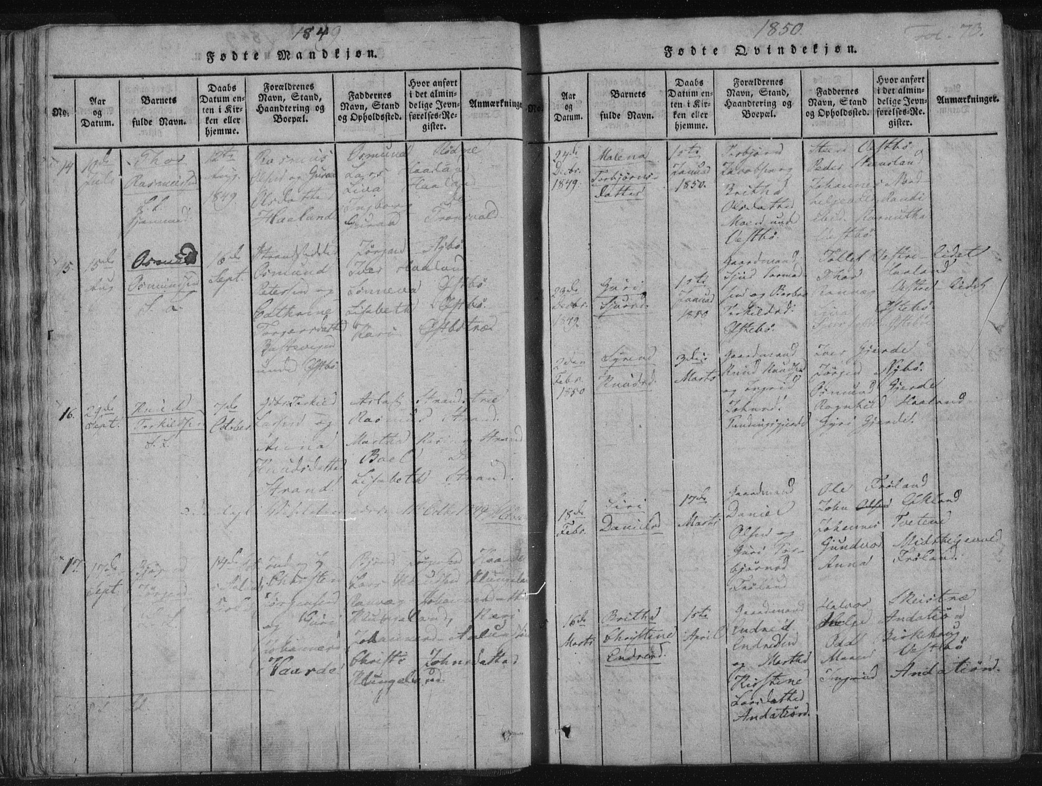 Vikedal sokneprestkontor, SAST/A-101840/01/IV: Parish register (official) no. A 4, 1816-1850, p. 73