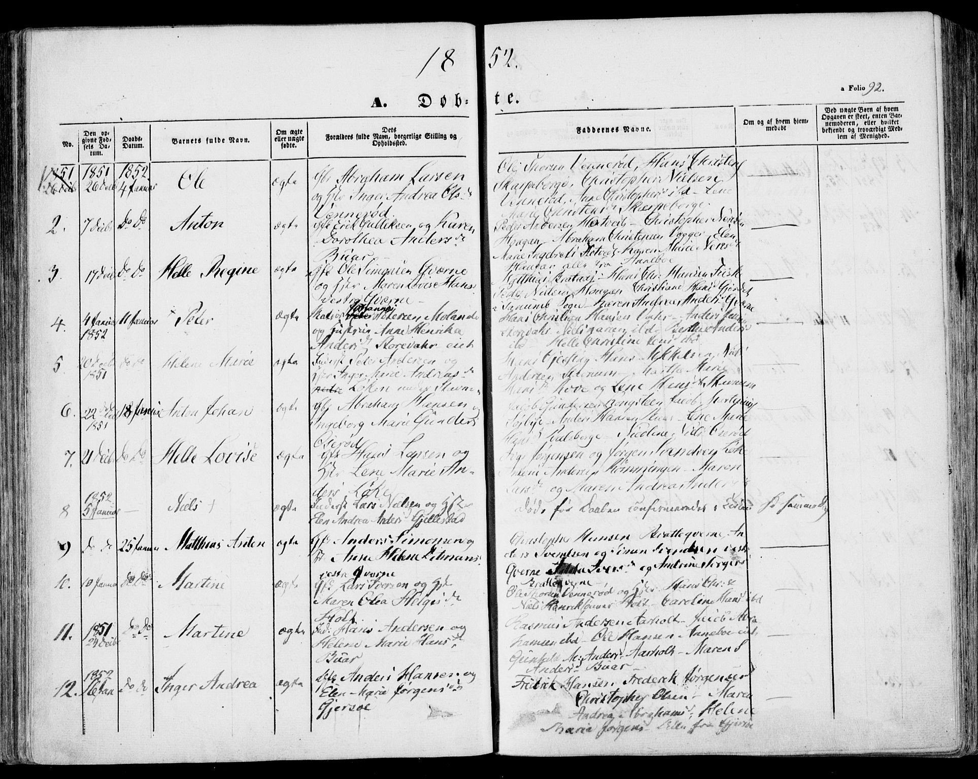Stokke kirkebøker, SAKO/A-320/F/Fa/L0007: Parish register (official) no. I 7, 1844-1857, p. 92