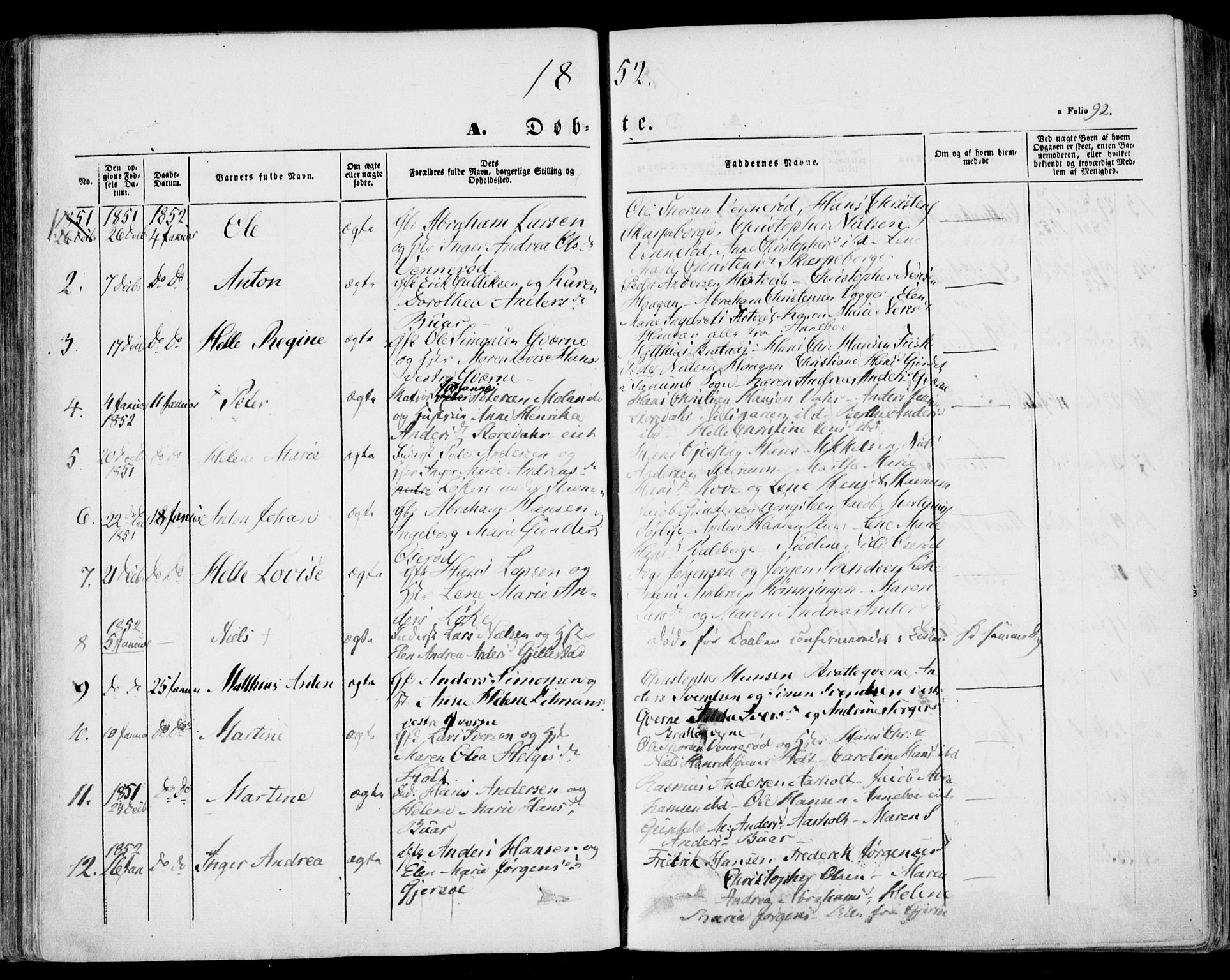 Stokke kirkebøker, AV/SAKO-A-320/F/Fa/L0007: Parish register (official) no. I 7, 1844-1857, p. 92