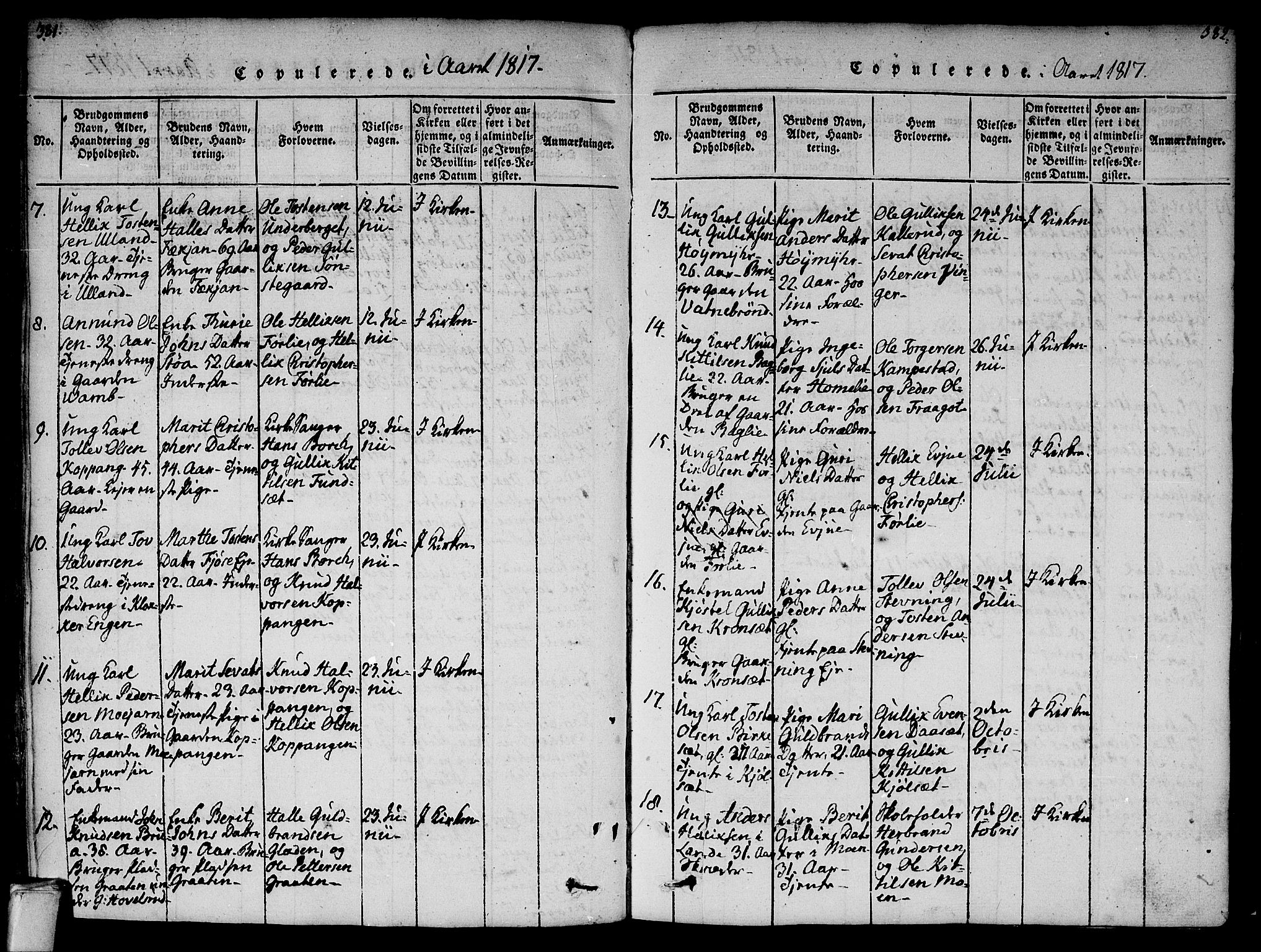 Flesberg kirkebøker, AV/SAKO-A-18/F/Fa/L0005: Parish register (official) no. I 5, 1816-1834, p. 381-382