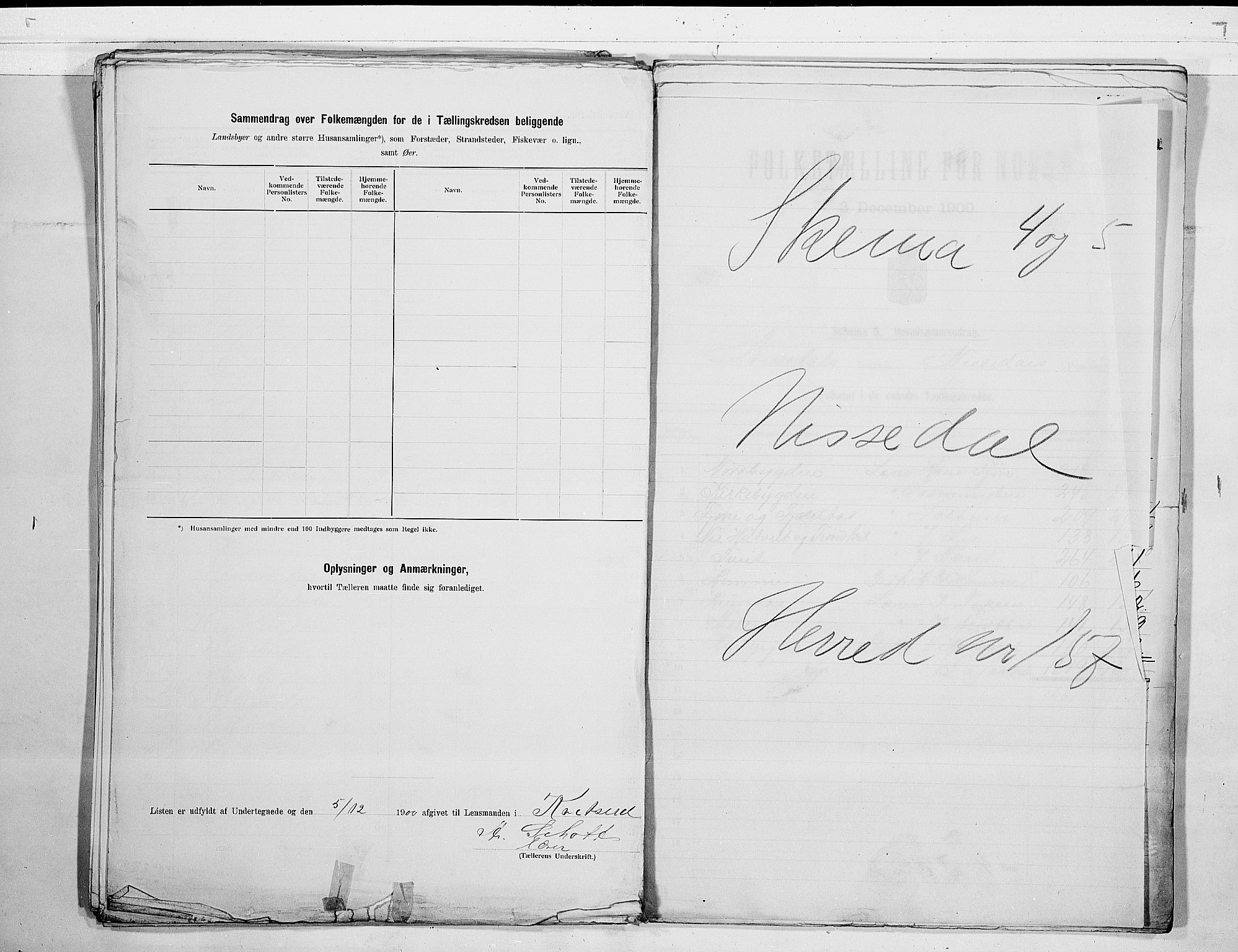 SAKO, 1900 census for Nissedal, 1900, p. 1