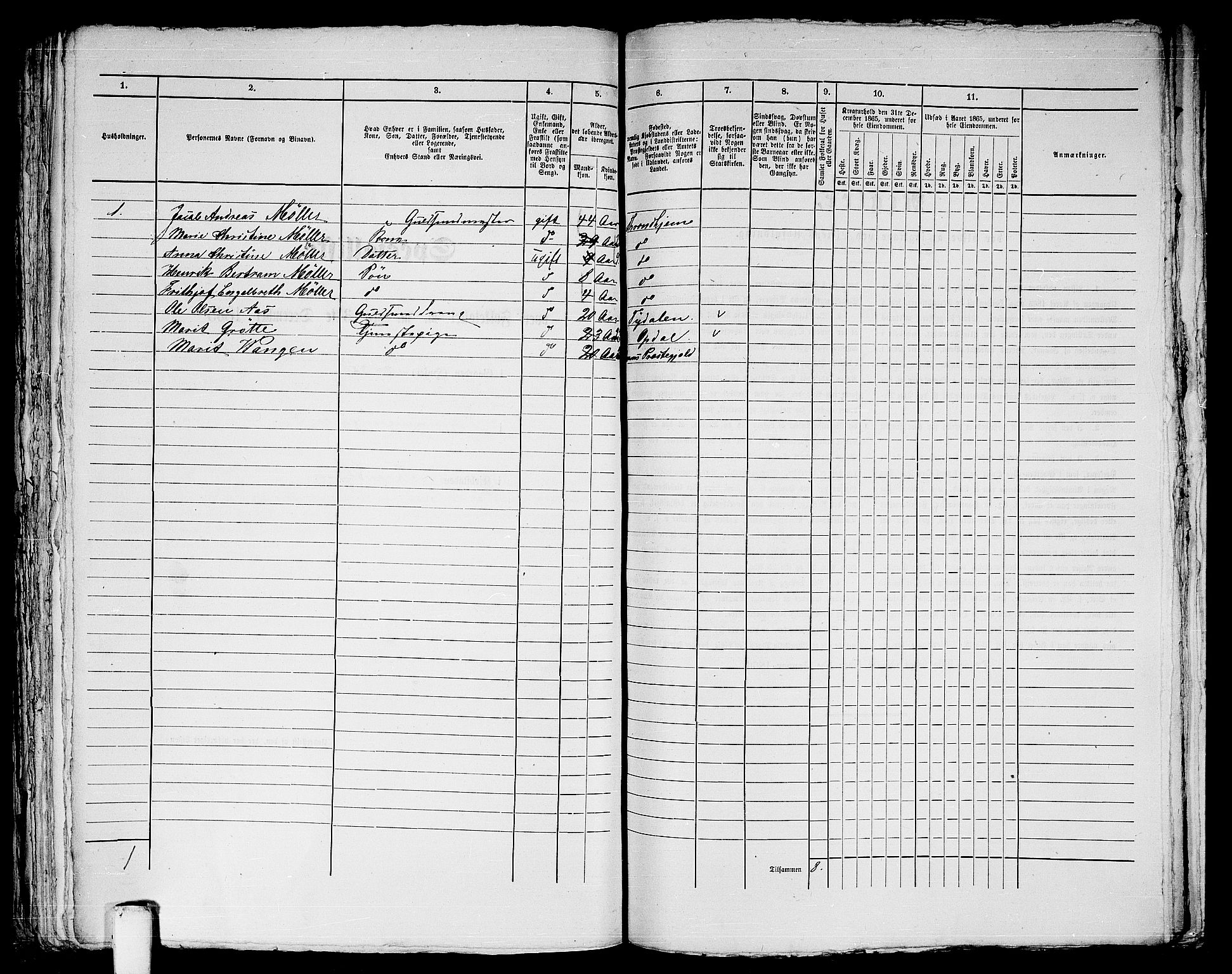 RA, 1865 census for Trondheim, 1865, p. 943