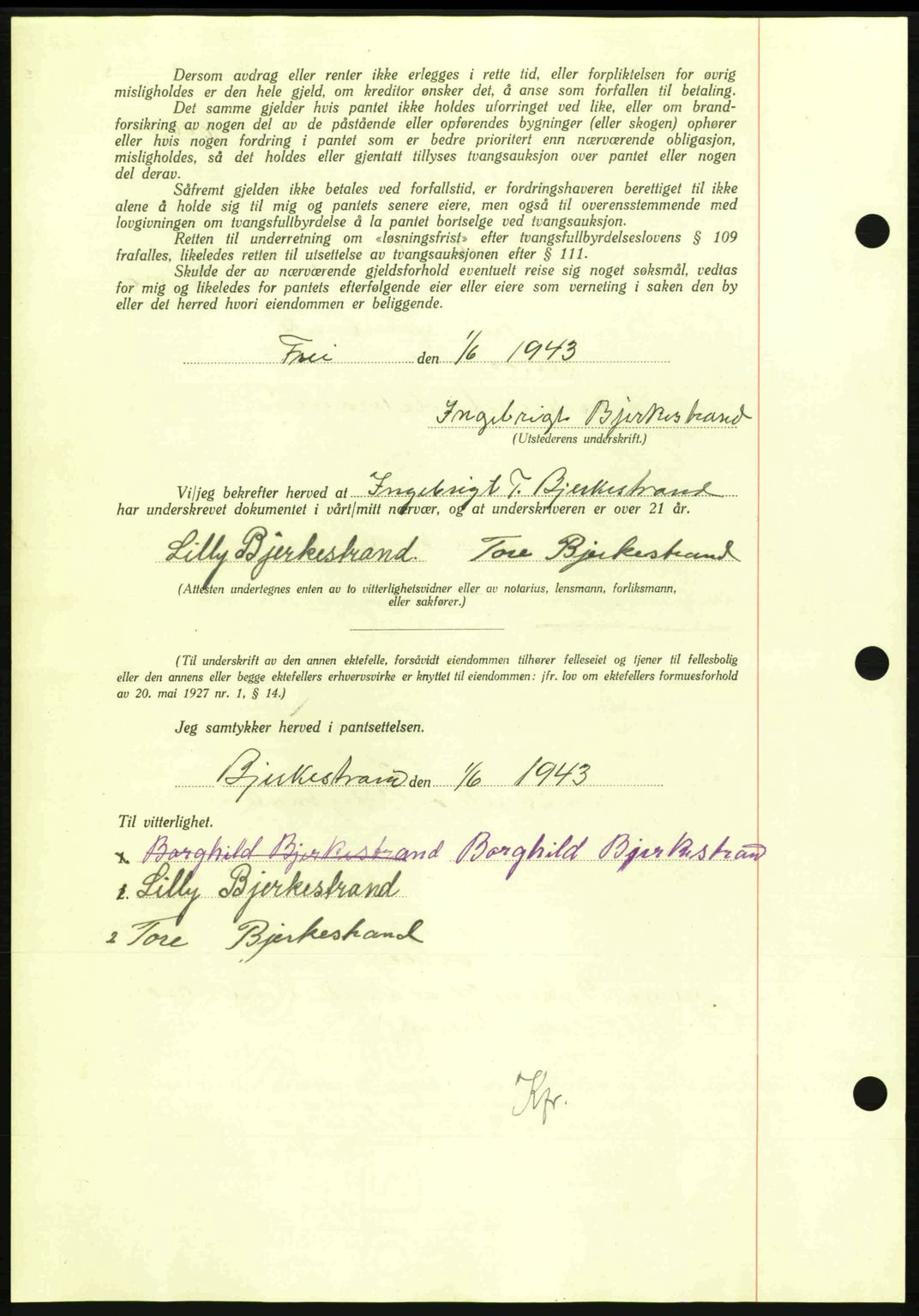 Nordmøre sorenskriveri, AV/SAT-A-4132/1/2/2Ca: Mortgage book no. B91, 1943-1944, Diary no: : 2152/1943