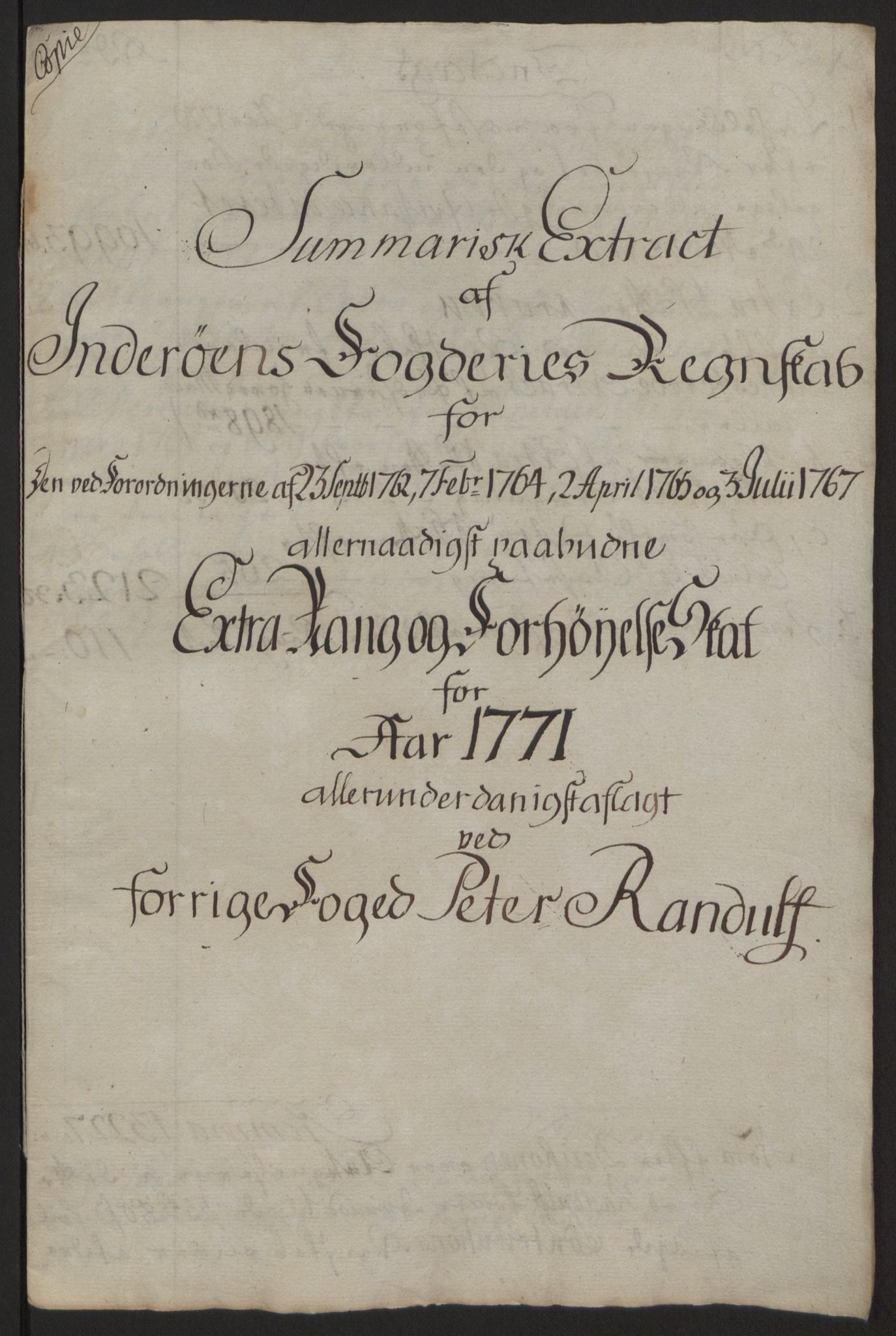 Rentekammeret inntil 1814, Reviderte regnskaper, Fogderegnskap, AV/RA-EA-4092/R63/L4420: Ekstraskatten Inderøy, 1762-1772, p. 416