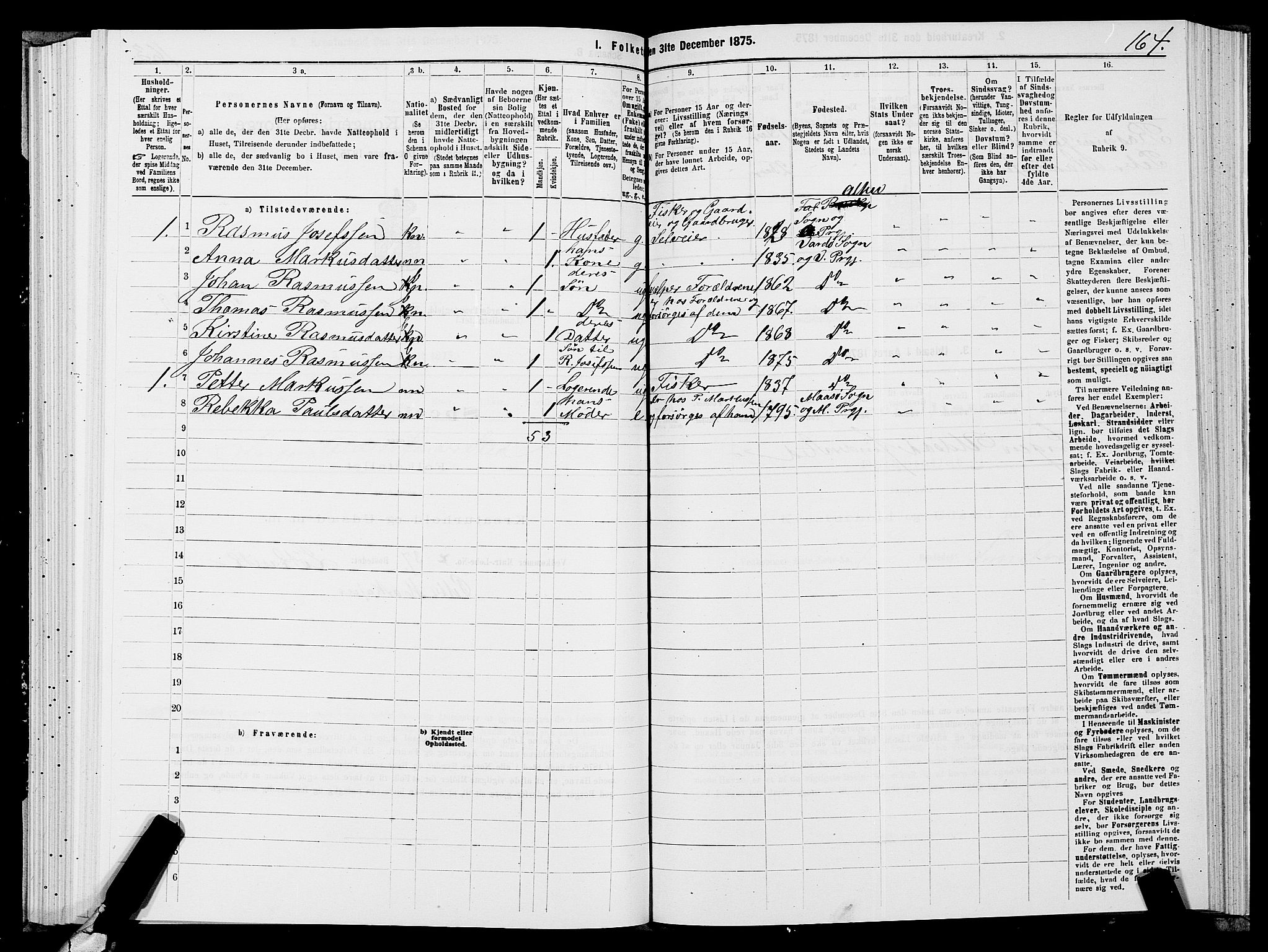 SATØ, 1875 census for 2028L Vardø/Vardø, 1875, p. 1164