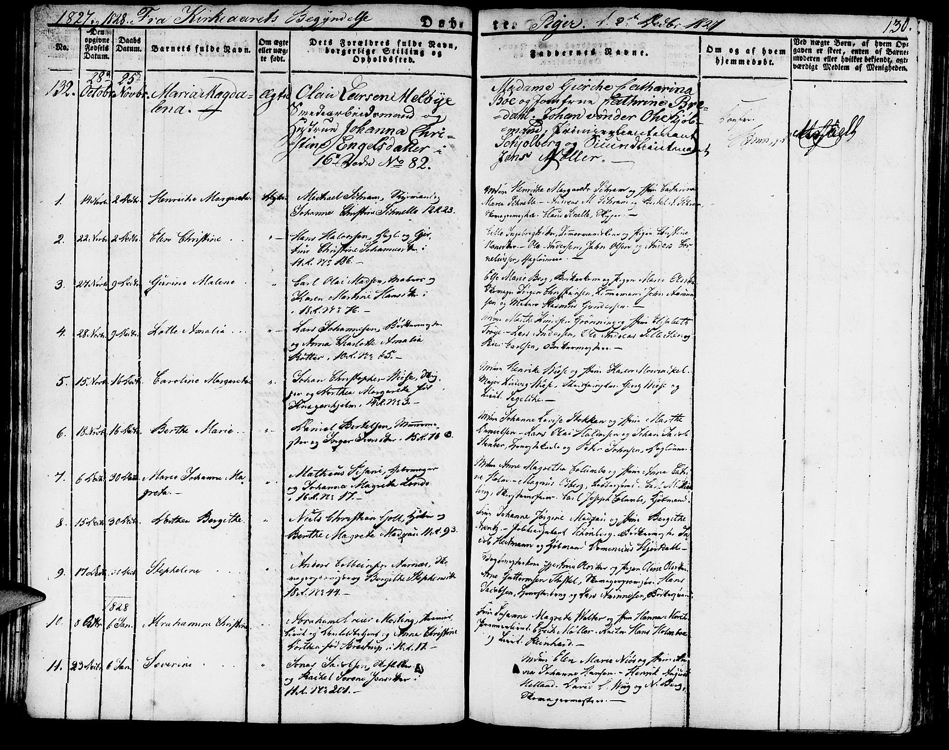 Domkirken sokneprestembete, SAB/A-74801/H/Haa/L0012: Parish register (official) no. A 12, 1821-1840, p. 130