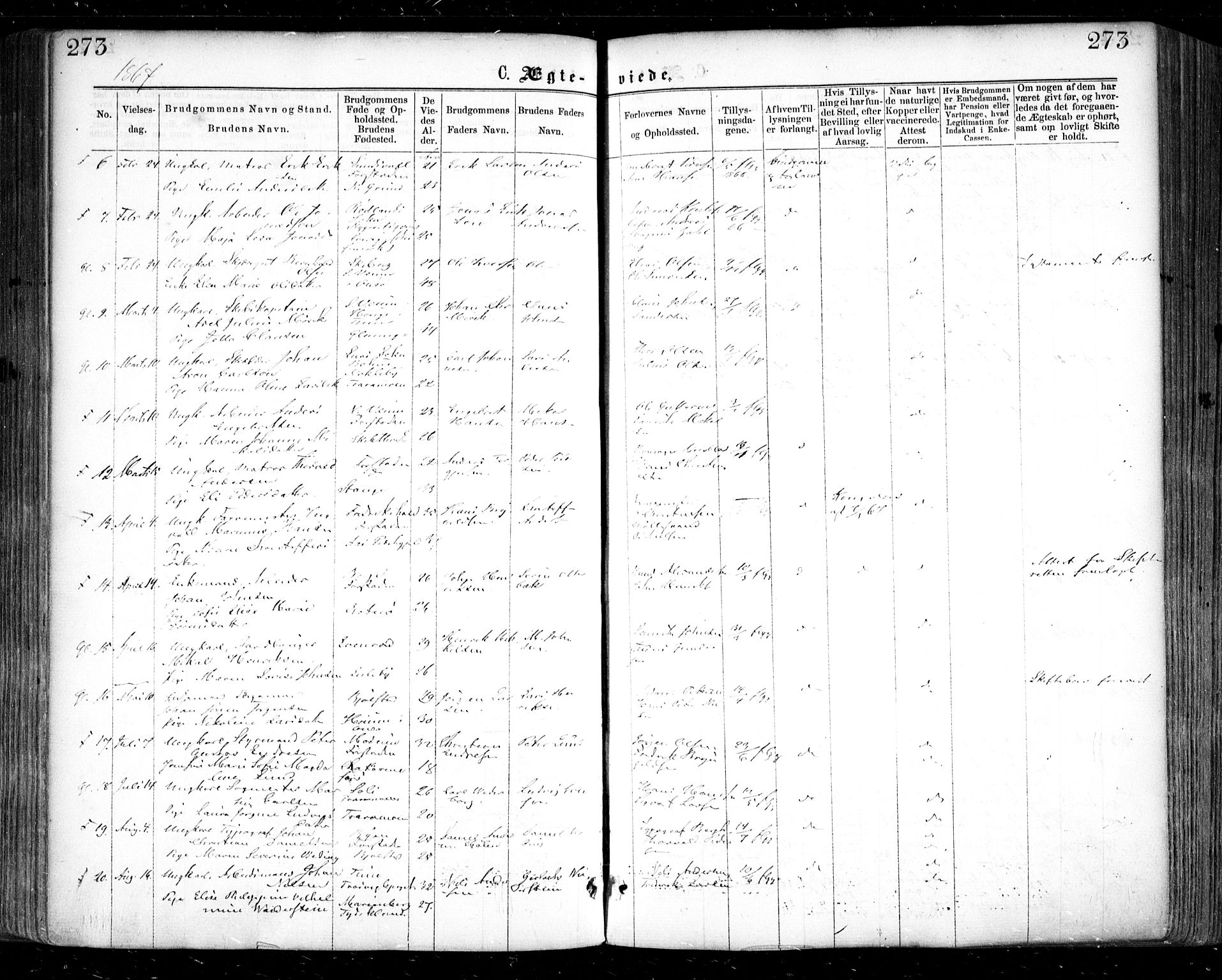 Glemmen prestekontor Kirkebøker, AV/SAO-A-10908/F/Fa/L0008: Parish register (official) no. 8, 1862-1871, p. 273