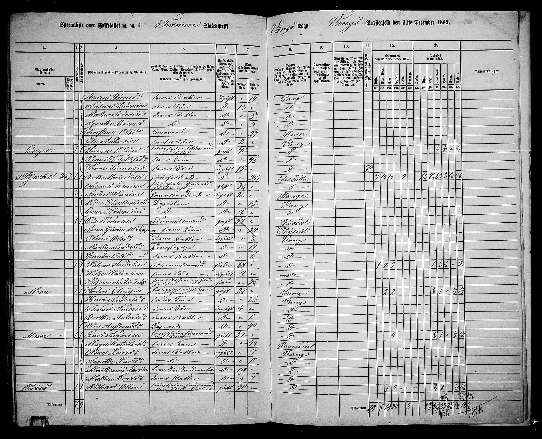 RA, 1865 census for Vang/Vang og Furnes, 1865, p. 328