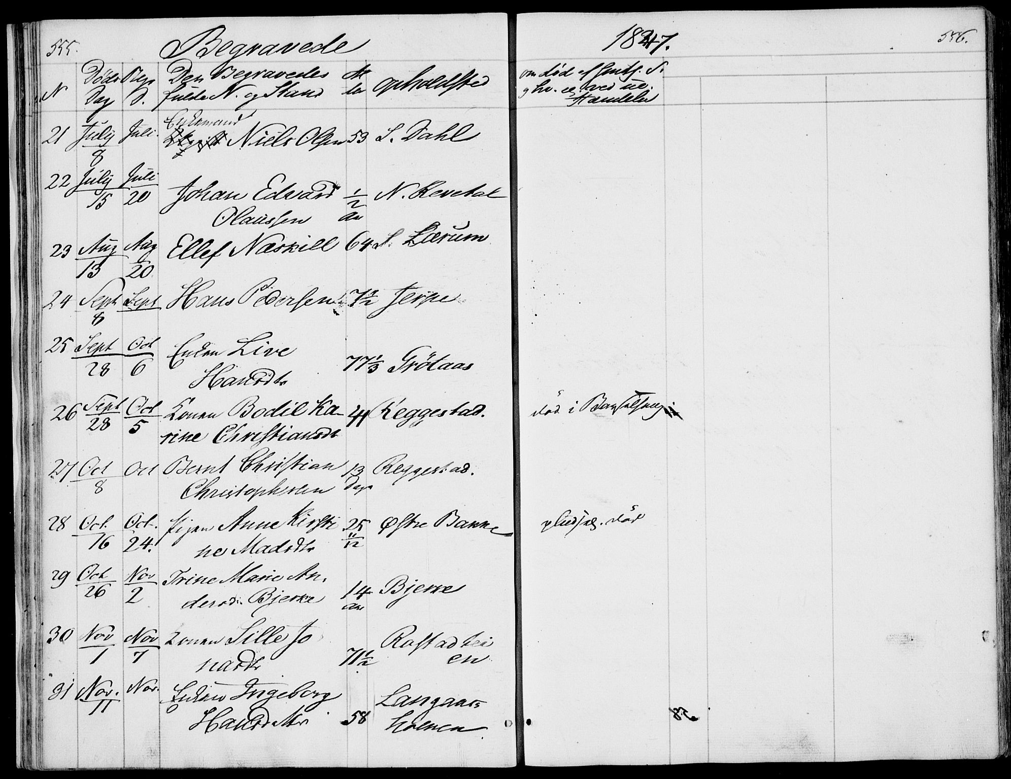 Våle kirkebøker, AV/SAKO-A-334/F/Fa/L0009b: Parish register (official) no. I 9B, 1841-1860, p. 555-556