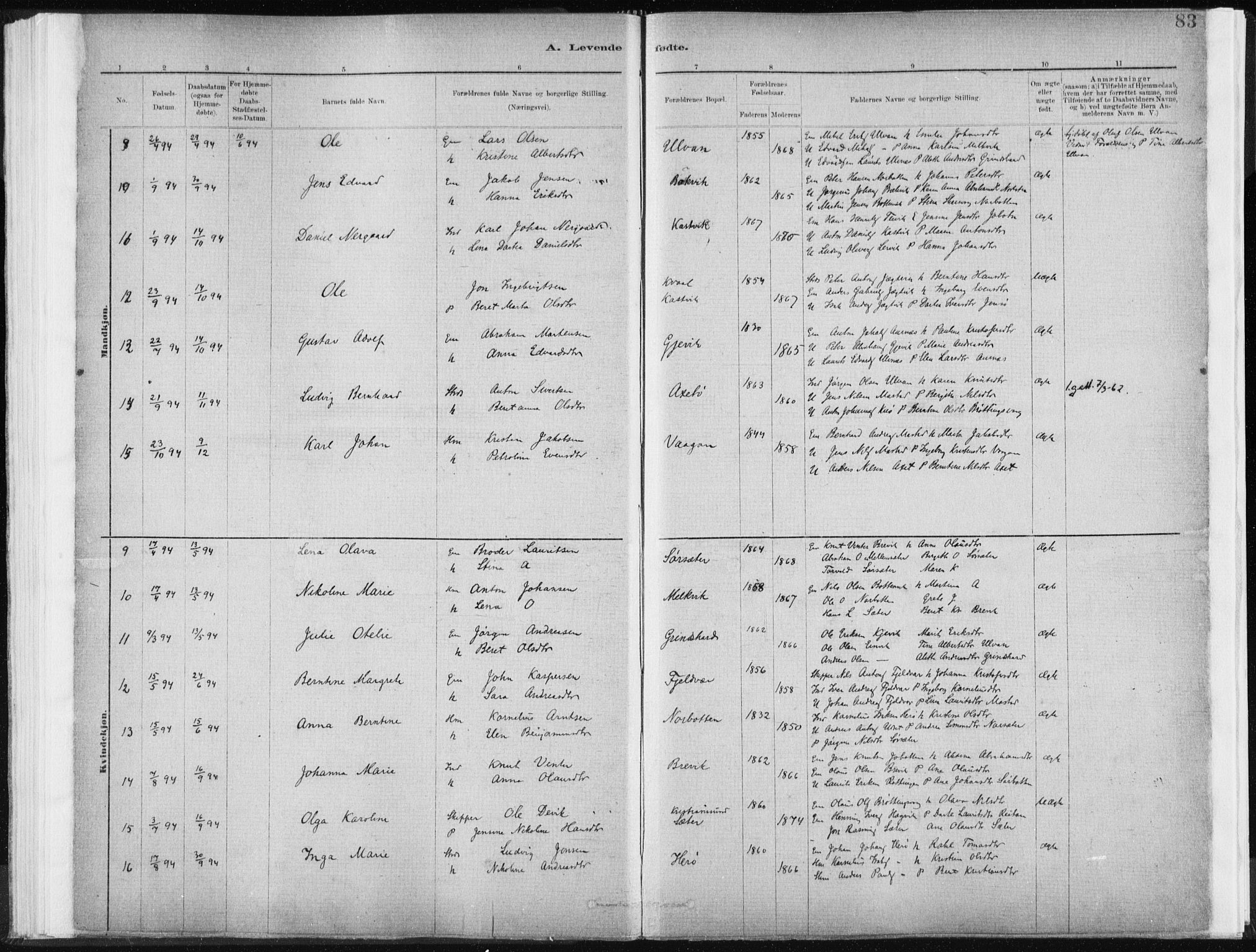 Ministerialprotokoller, klokkerbøker og fødselsregistre - Sør-Trøndelag, SAT/A-1456/637/L0558: Parish register (official) no. 637A01, 1882-1899, p. 83