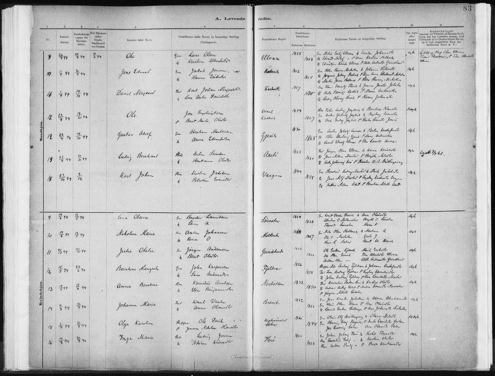 Ministerialprotokoller, klokkerbøker og fødselsregistre - Sør-Trøndelag, AV/SAT-A-1456/637/L0558: Parish register (official) no. 637A01, 1882-1899, p. 83