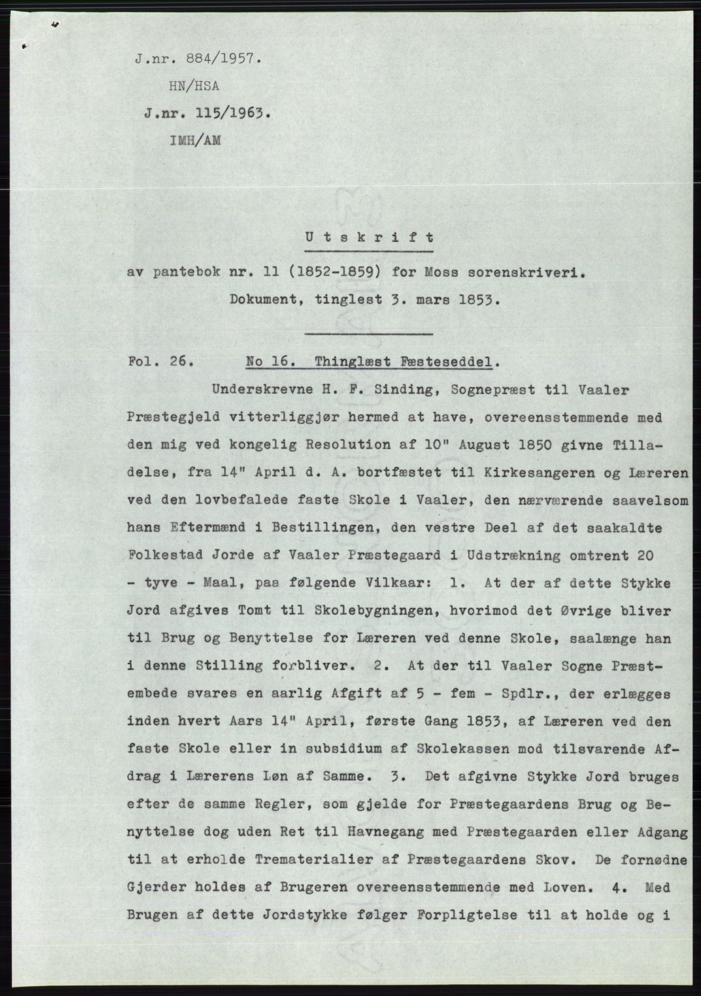 Statsarkivet i Oslo, AV/SAO-A-10621/Z/Zd/L0007: Avskrifter, j.nr 804-1436/1957, 1957, p. 43