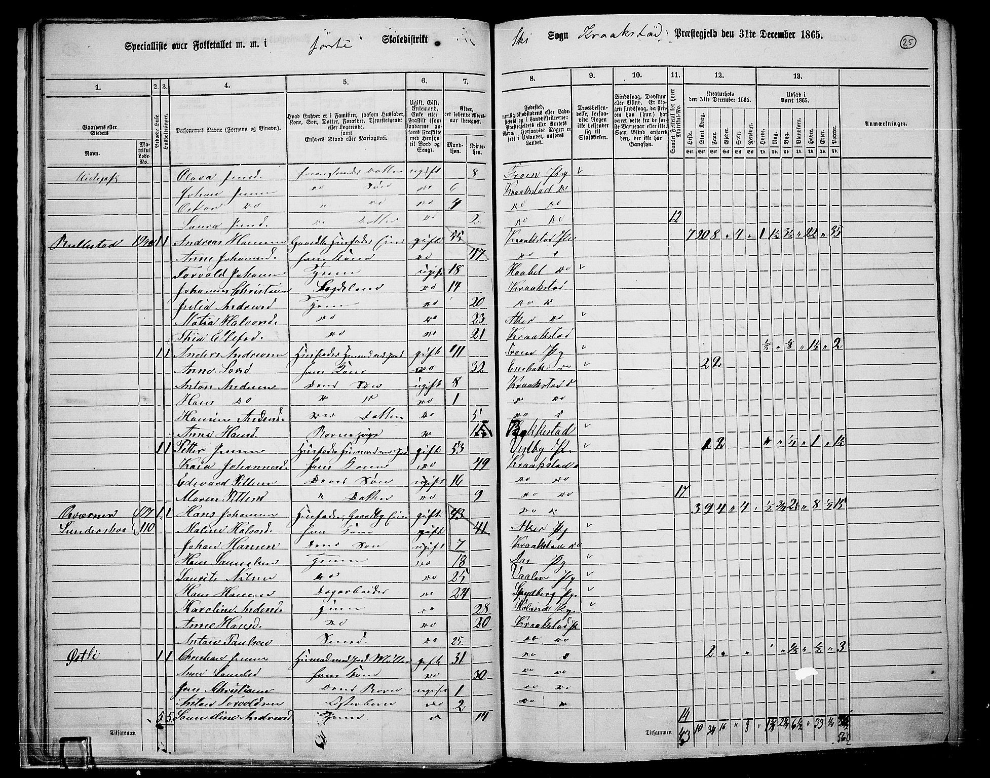 RA, 1865 census for Kråkstad, 1865, p. 22